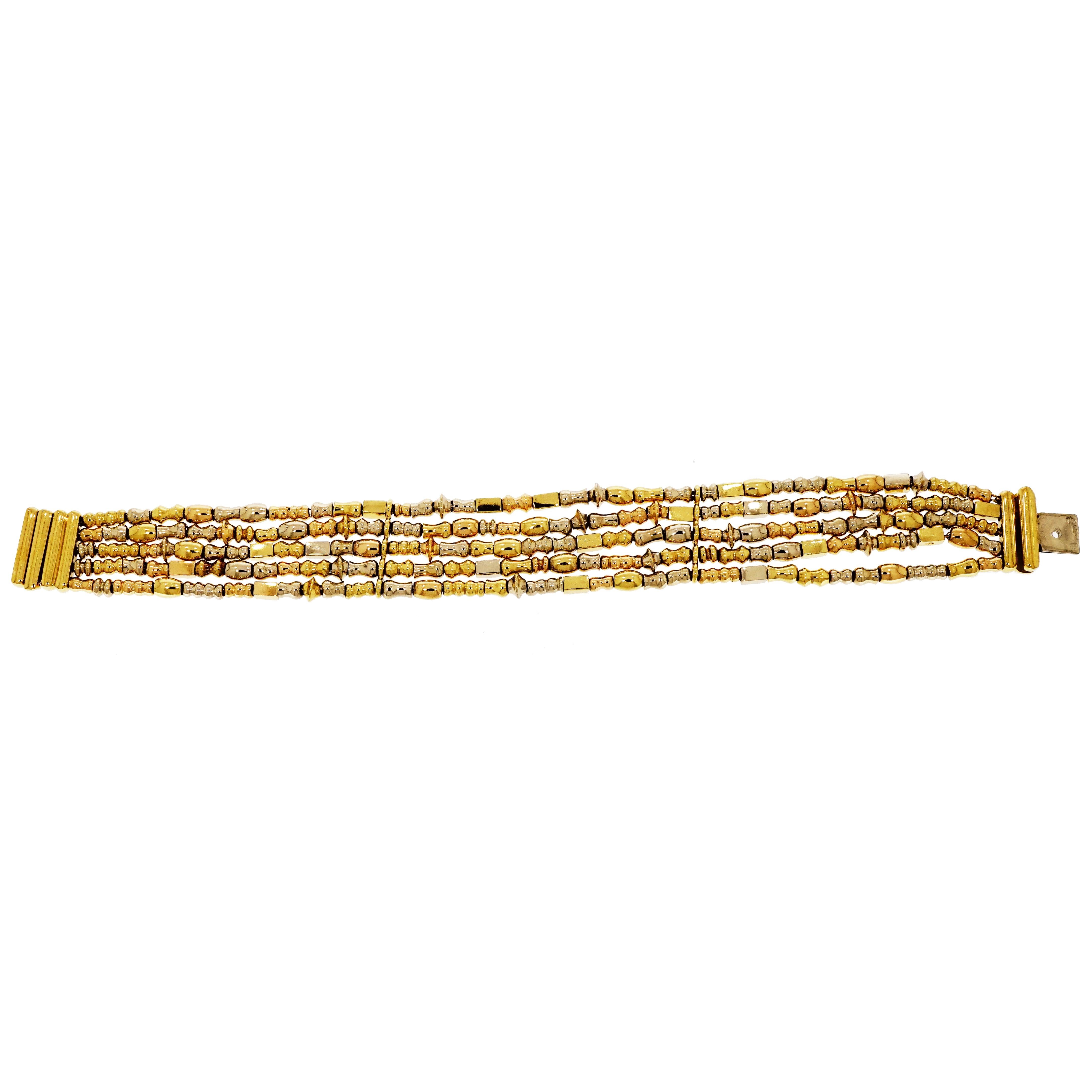 Modern Mali Multi-Strand 18 Karat Yellow Gold Manfredi Bracelet