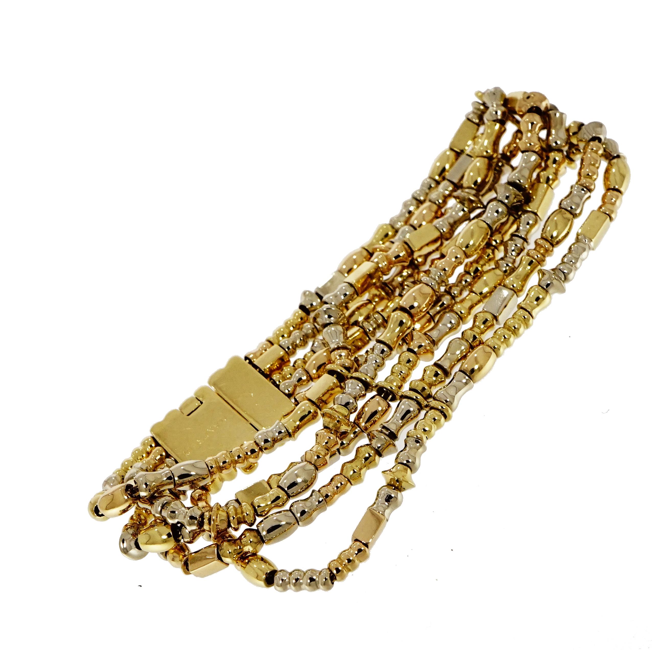 Mali Multi-Strand 18 Karat Yellow Gold Manfredi Bracelet In Excellent Condition In Greenwich, CT