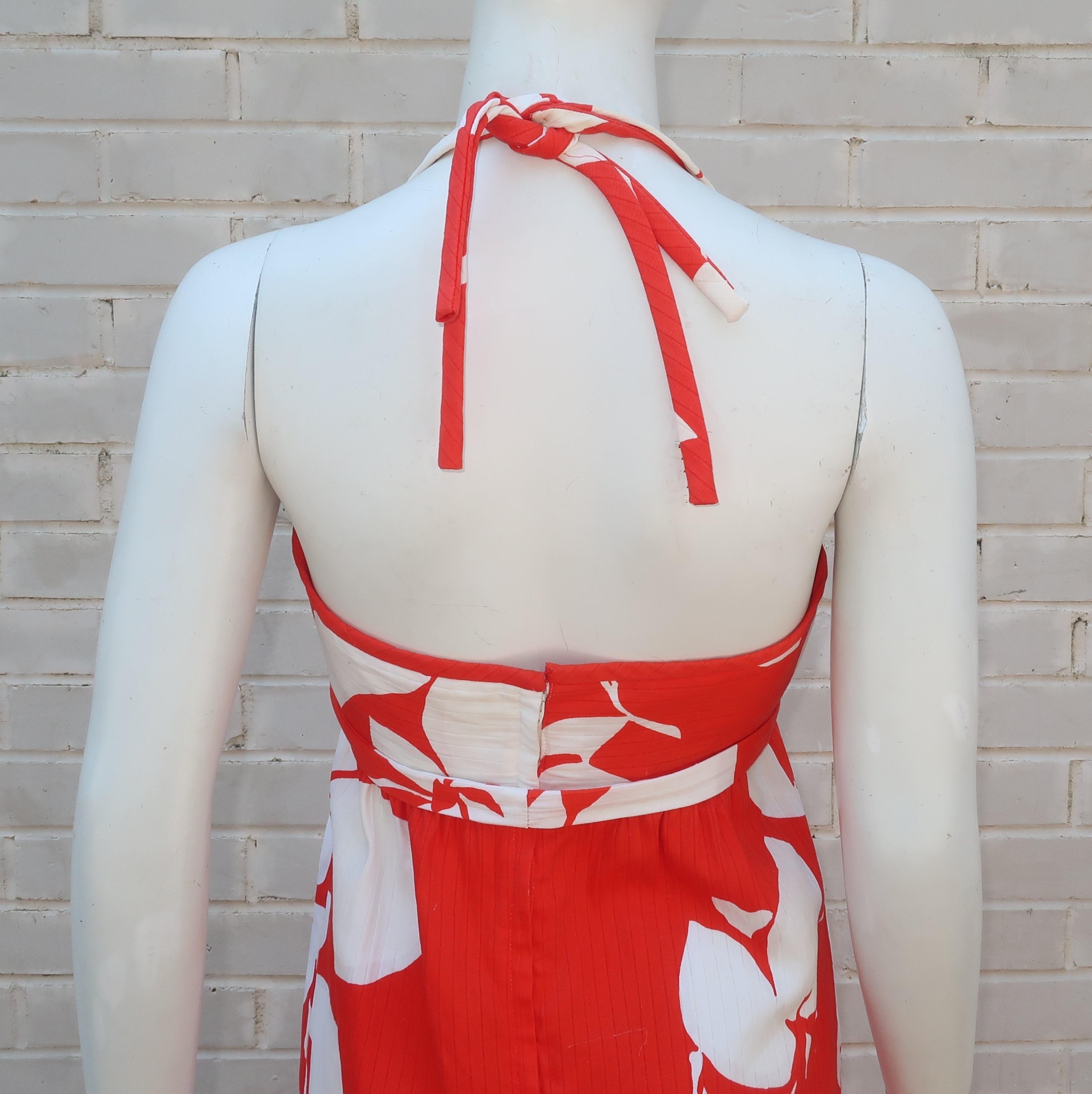 Malia Hawaiian Cotton Halter Tiki Dress, 1960's 3