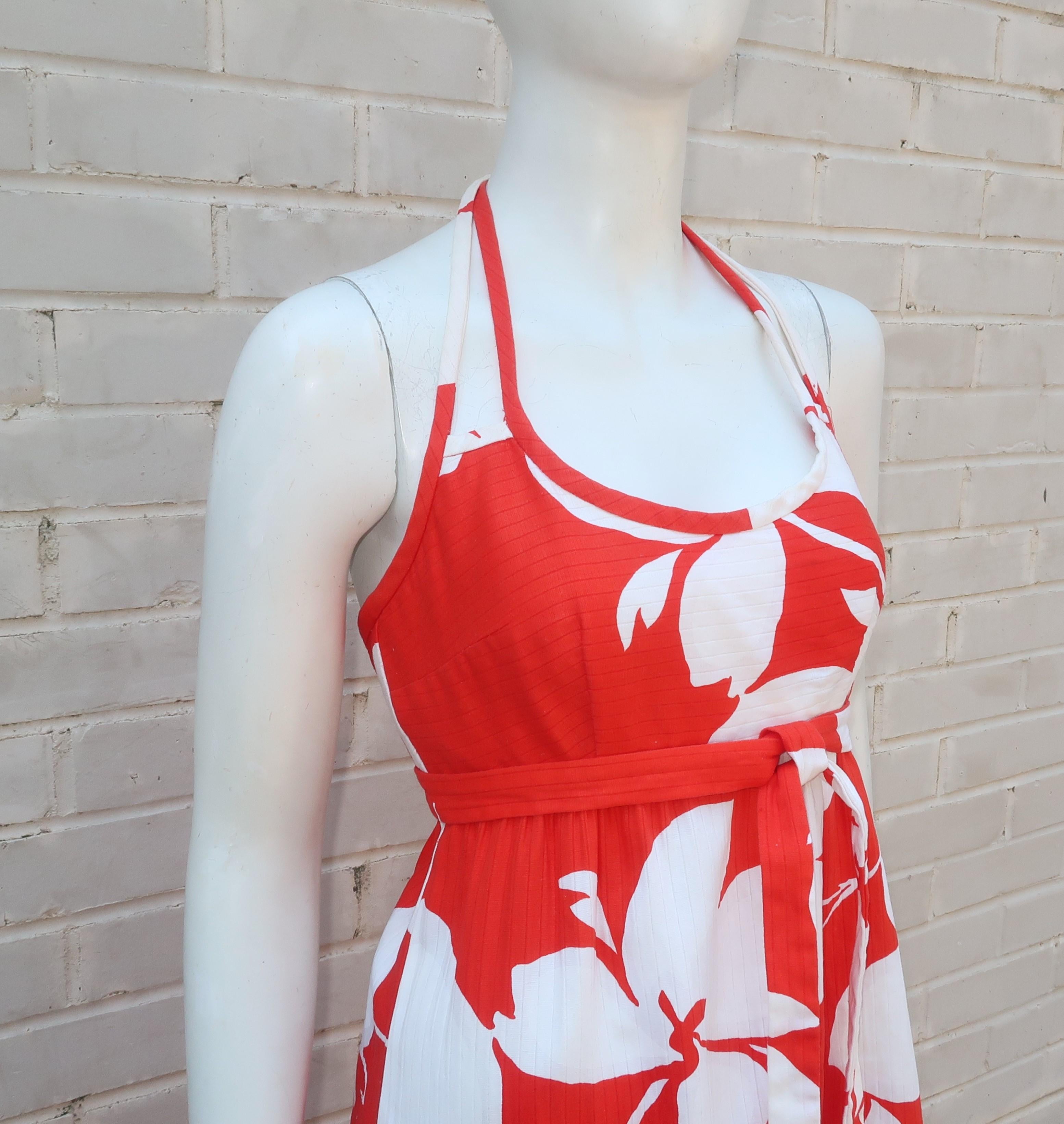 De las mujeres Vestido Tiki Halter de Algodón Hawaiano Malia, Años 60