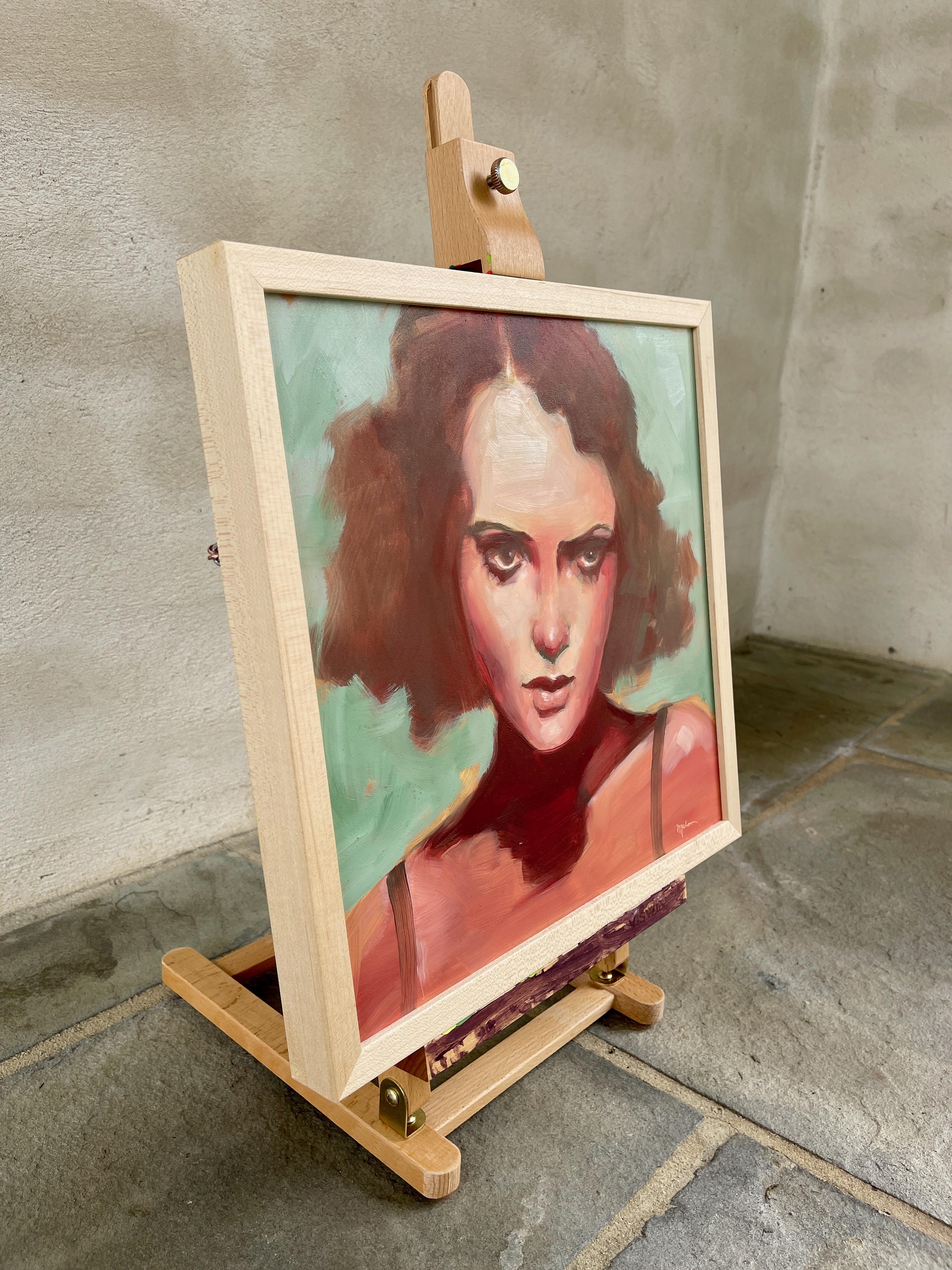 <p>Artist Comments<br>A woman wears a face of uncertainty, with slightly furrowed eyebrows and a contemplative gaze. Bold and powerful brushstrokes with vivid oil colors capture the intensity of her emotion. The portrait evokes a feeling of intrigue