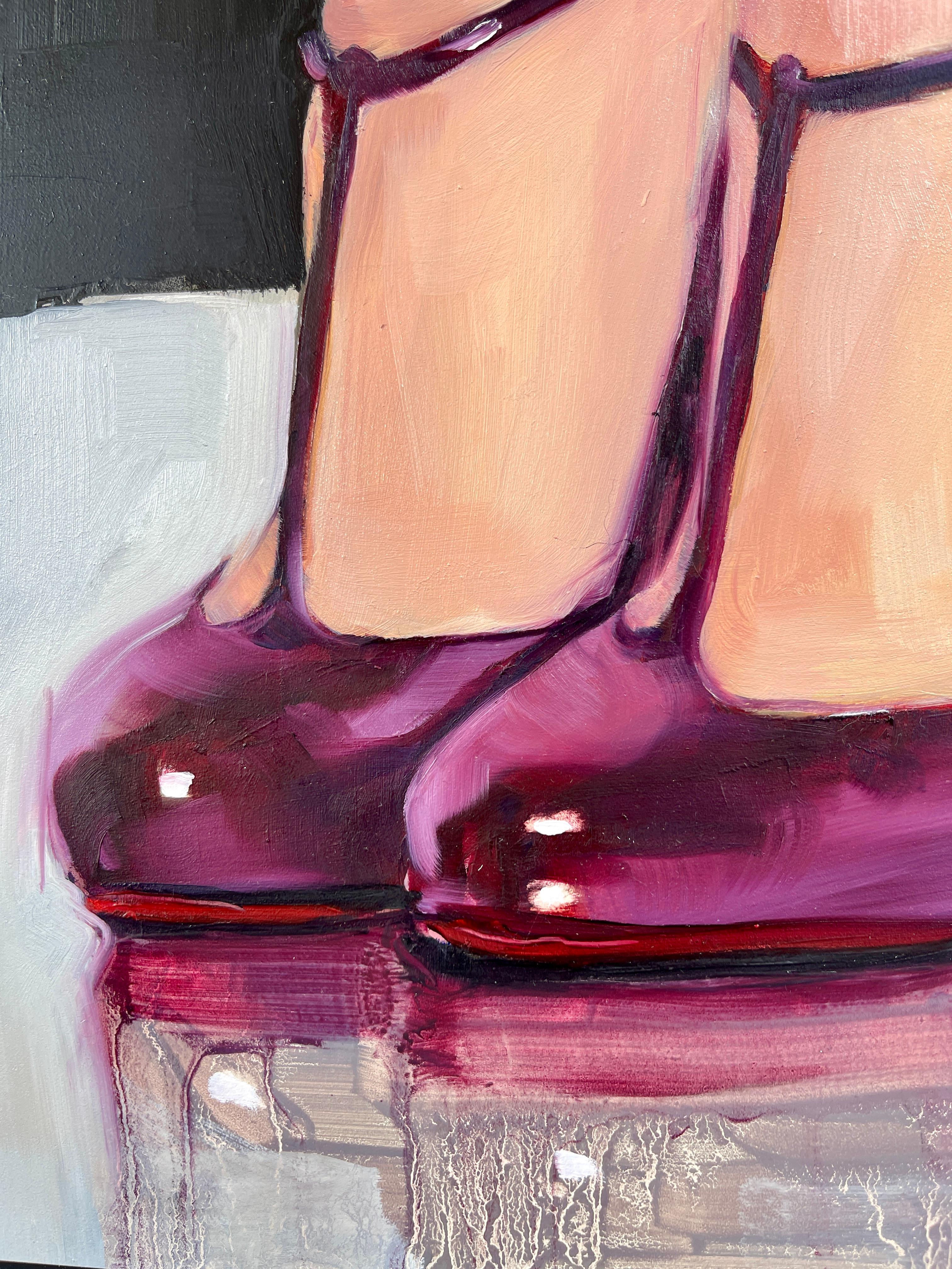 Louboutin Ditassima (in Borgogna), Pittura ad olio - Portrait Painting Beige di Malia Pettit