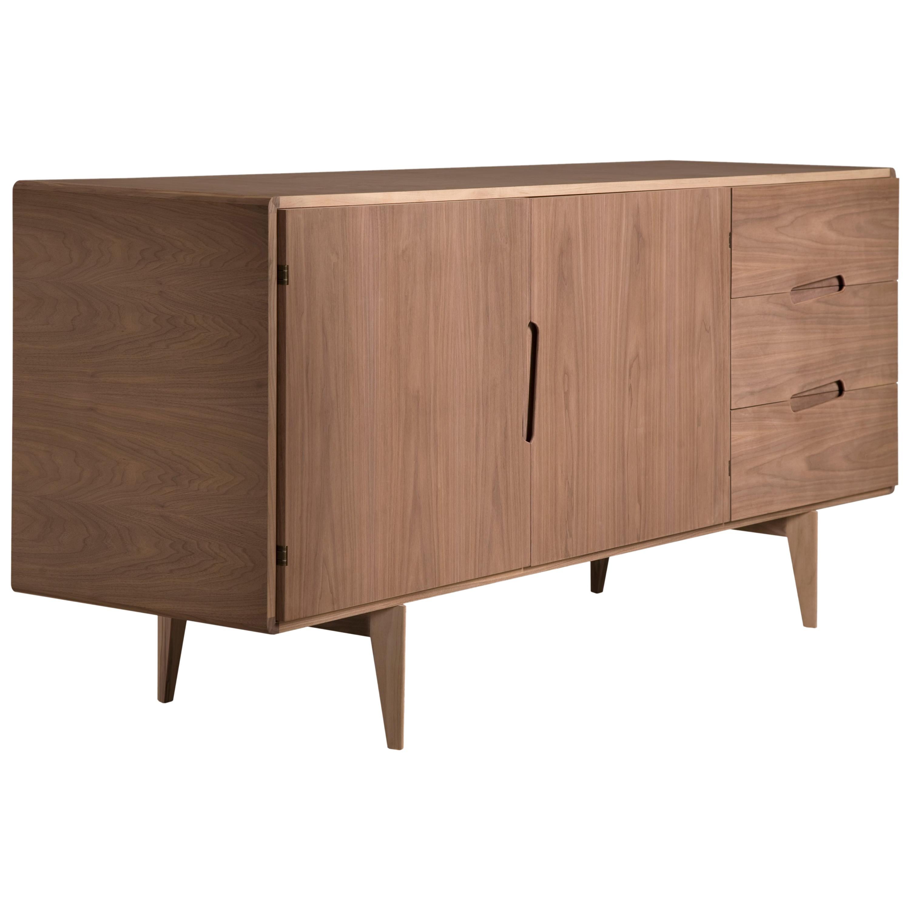 Malibù Contemporary Sideboard in walnut Wood, by Morelato