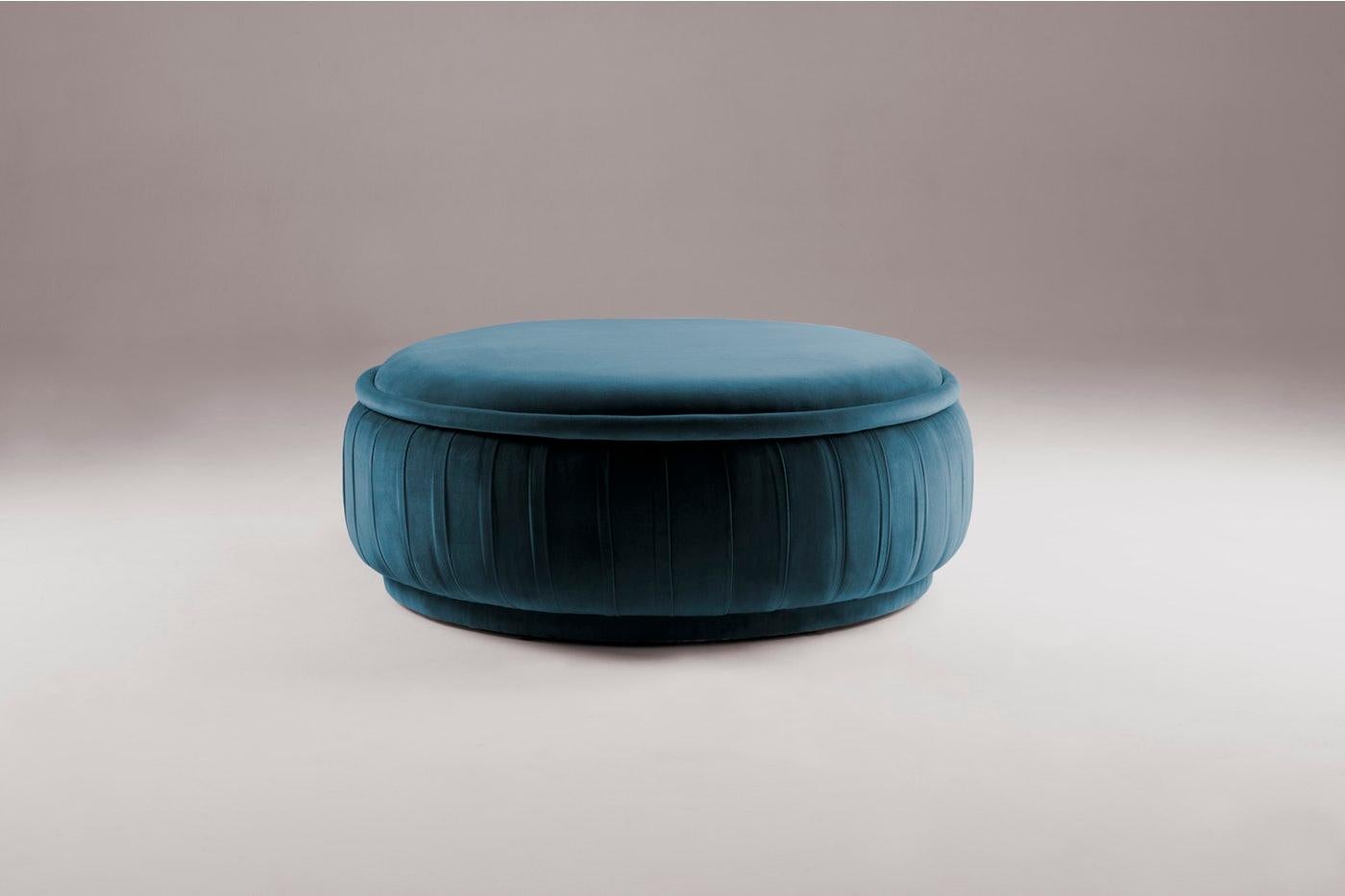 Malibu Pouf by Dooq
Measures: Ø 100 cm 39”
H 35 cm 14”

Materials: upholstery and piping fabric or leather

Dooq is a design company dedicated to celebrate the luxury of living. Creating designs that stimulate the senses, whose conceptual