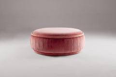 DOOQ Pouf Corallo Moderno Biologico Malibu in Velluto di Cotone Ricco