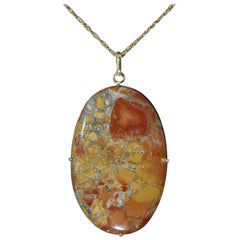 Ciondolo in pietra naturale Collana in diaspro di Maligano Oro 14 carati Ciondolo in diaspro di Maligano