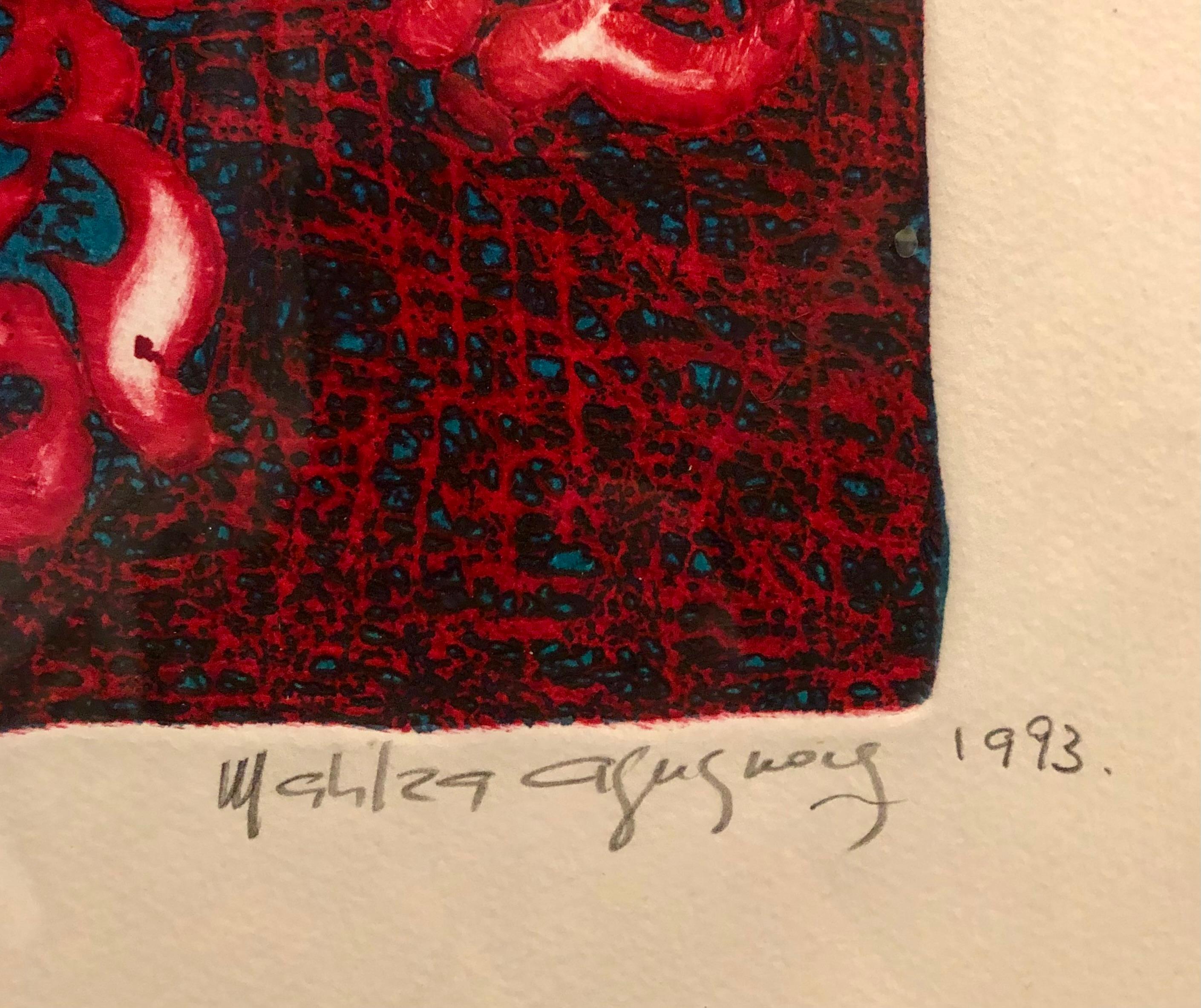 The Hand (La Main) - Limited Edition Red Abstract Etching Print 4