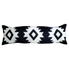 Rima Handwoven Extra Long Cotton Black Lumbar Pillow Cover