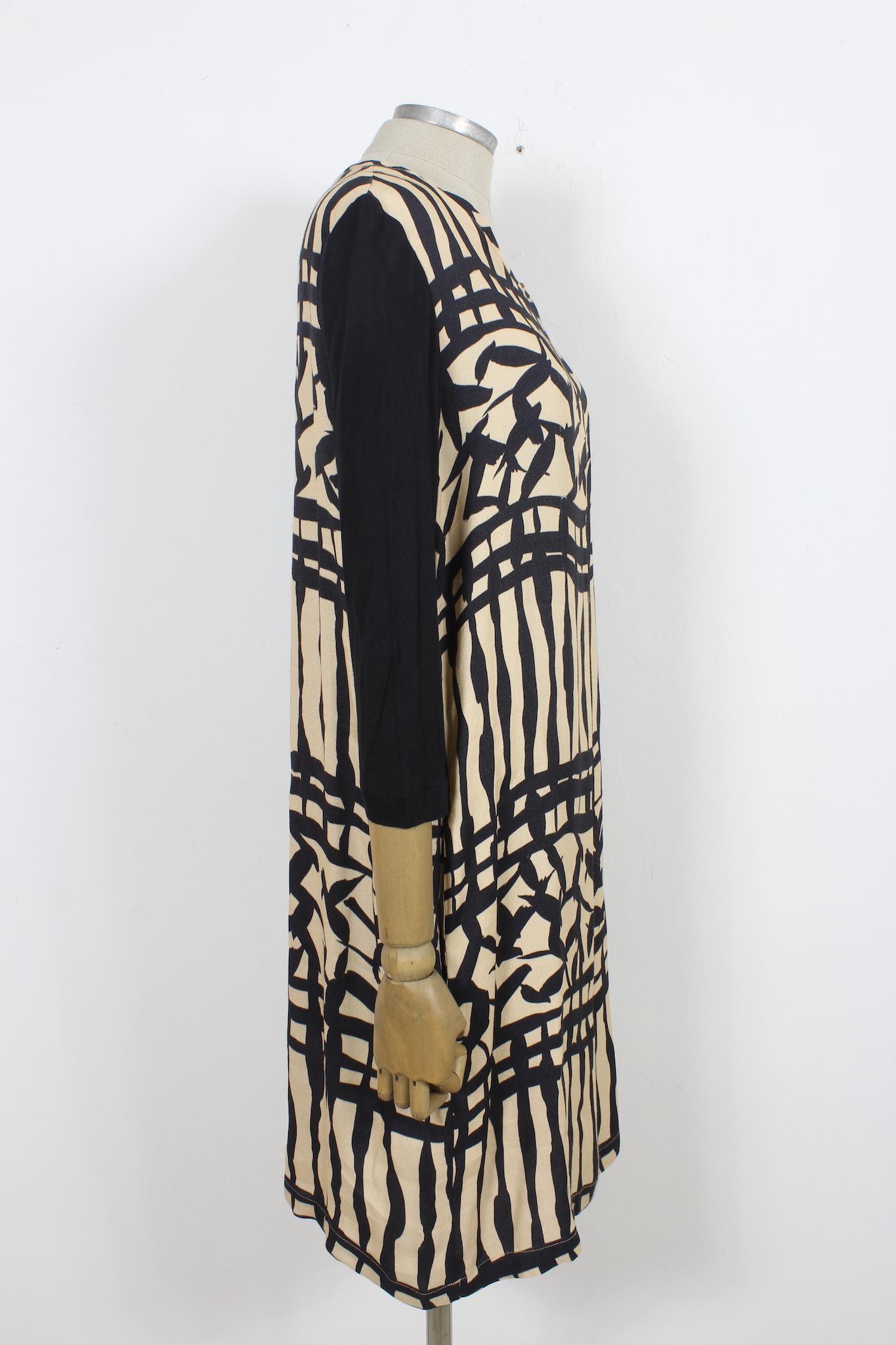 Maliparmi Beige Black Tunic Dress 2000s In Excellent Condition For Sale In Brindisi, Bt