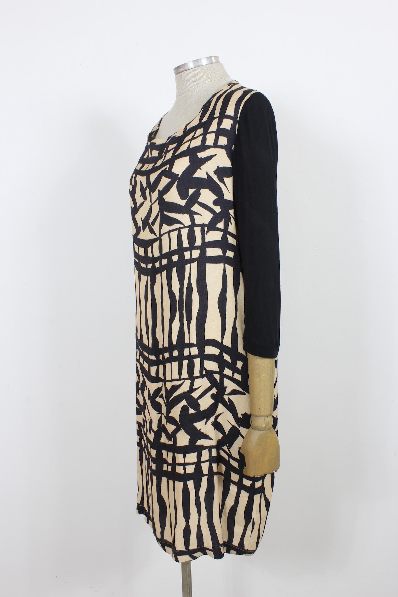 Maliparmi Beige Black Tunic Dress 2000s For Sale 1