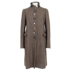 Maliparmi Brown Wool Sequins Long Coat 2000s Maliparmi Brown Wool Sequins Long Coat 2000s