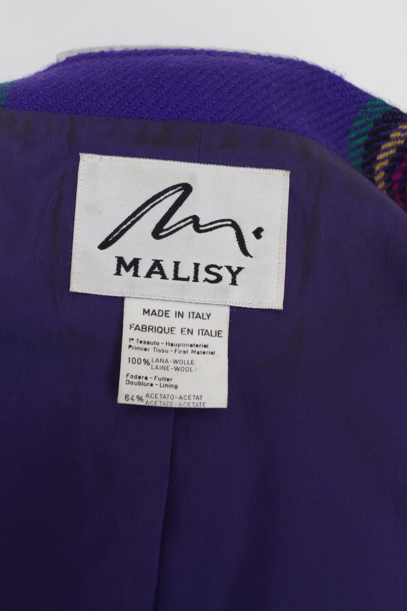 Malisy by Genny Wool Violet Tartan Vintage Blazer 1980s 4