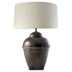 MALLA. Table Lamp in Aged Brass, Modern Art Deco Design Handmade Shade Inc