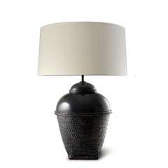 MALLA. Table Lamp in Graphite, Modern Art Deco Design Handmade. Shade incl