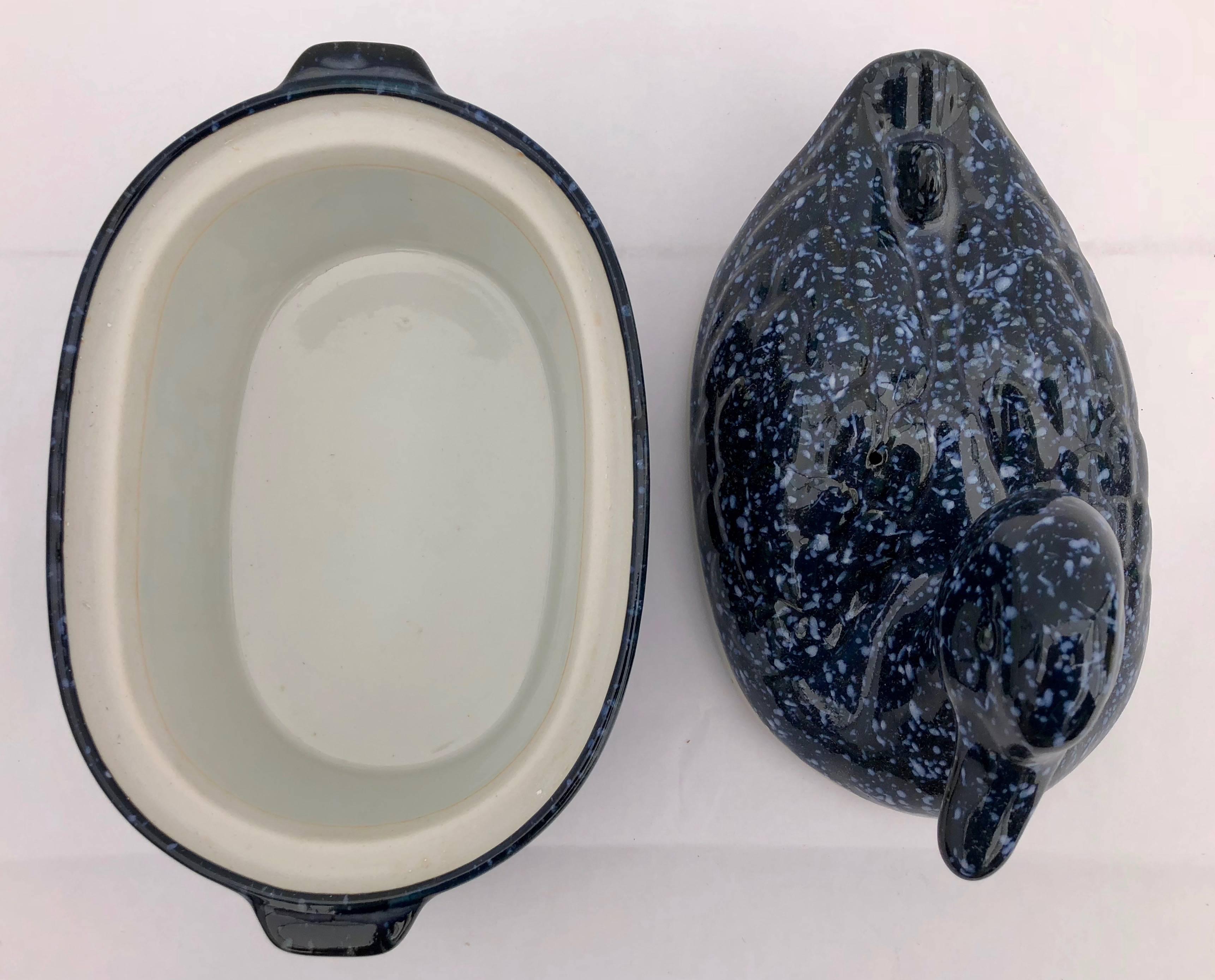 Mallard Ceramic Tureen Blue, Handcrafted by Otagiri, Japan, 1984 in It's Box In Excellent Condition For Sale In Petaluma, CA