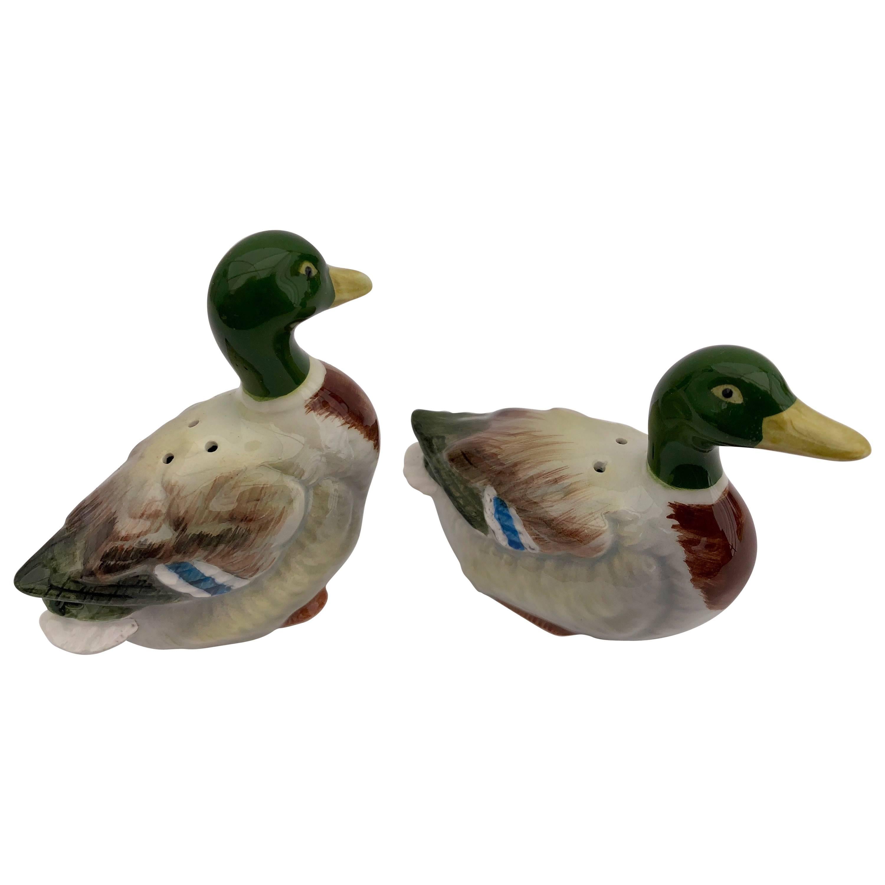 Mallard Duck Ceramic Salt and Pepper Shakers Handcrafted by Otagiri, Japan, Box For Sale
