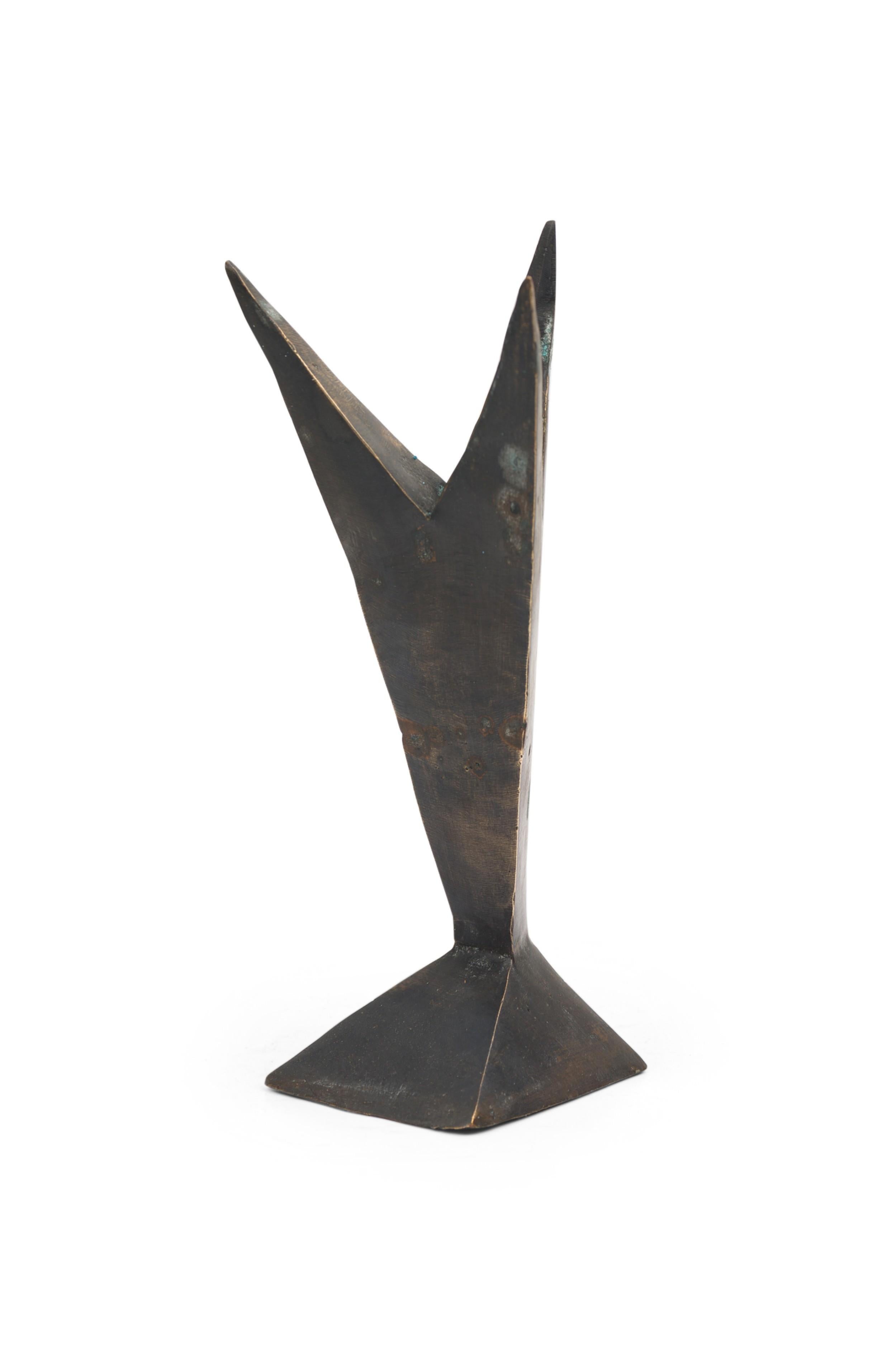 Contemporary hand-forged bronze claw-like abstract sculptur finished in an ebonized patina. (PRICED EACH) (