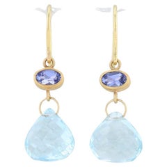 Mallary Marks Briolette Aquamarine Tanzanite Earrings 22k 18k Gold Blue Stone