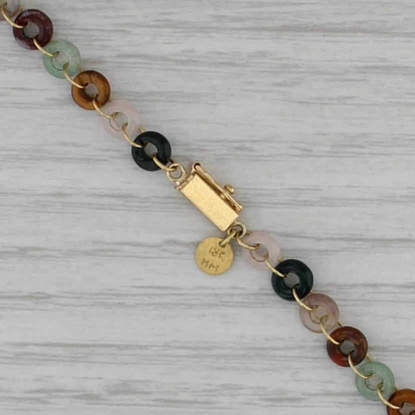 Mallary Marks - Collana di quarzo multicolore con frange di perline in oro 18 carati da 18,5