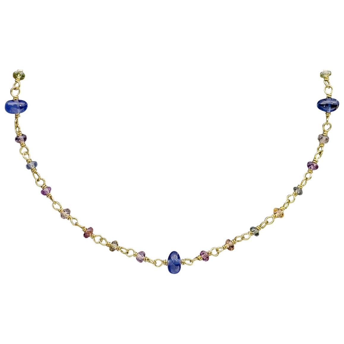 Mallary Marks Spun Sugar Yellow Gold Sapphire Necklace