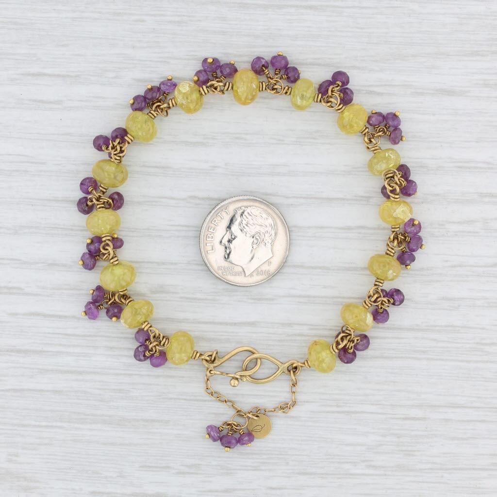 Women's Mallary Marks Yellow Purple Sapphire Bead Bracelet 22k 18k Yellow Gold 7