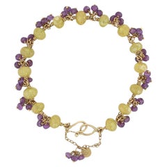 Mallary Marks Yellow Purple Sapphire Bead Bracelet 22k 18k Yellow Gold 7"