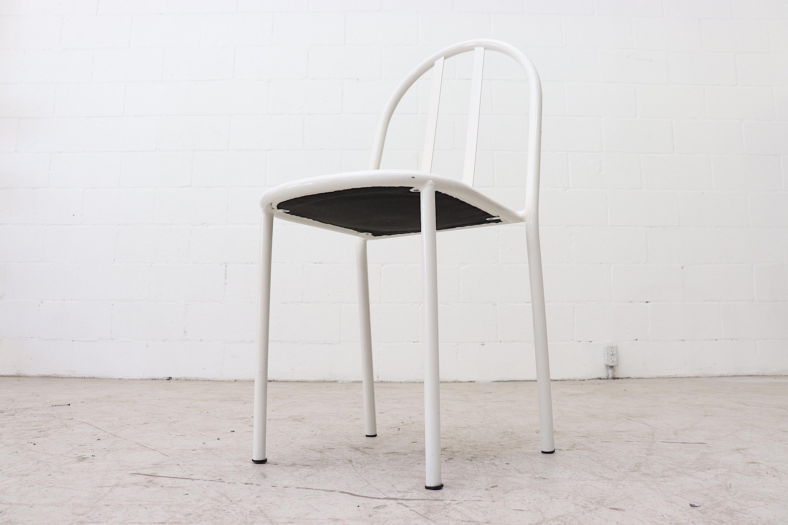 Mallet Stevens Style White Tubular Dining Chairs 1