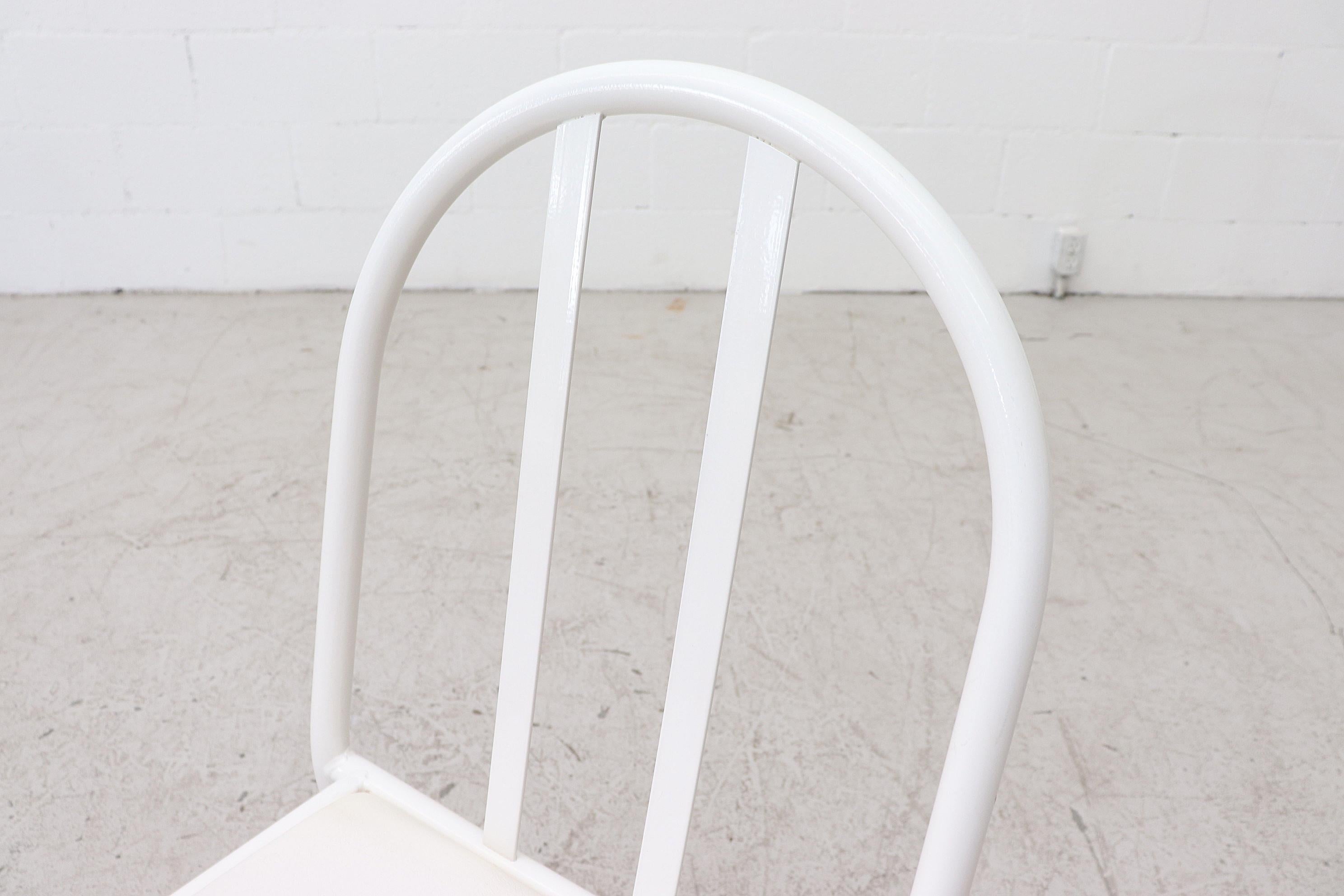 Mallet Stevens Style White Tubular Dining Chairs 2