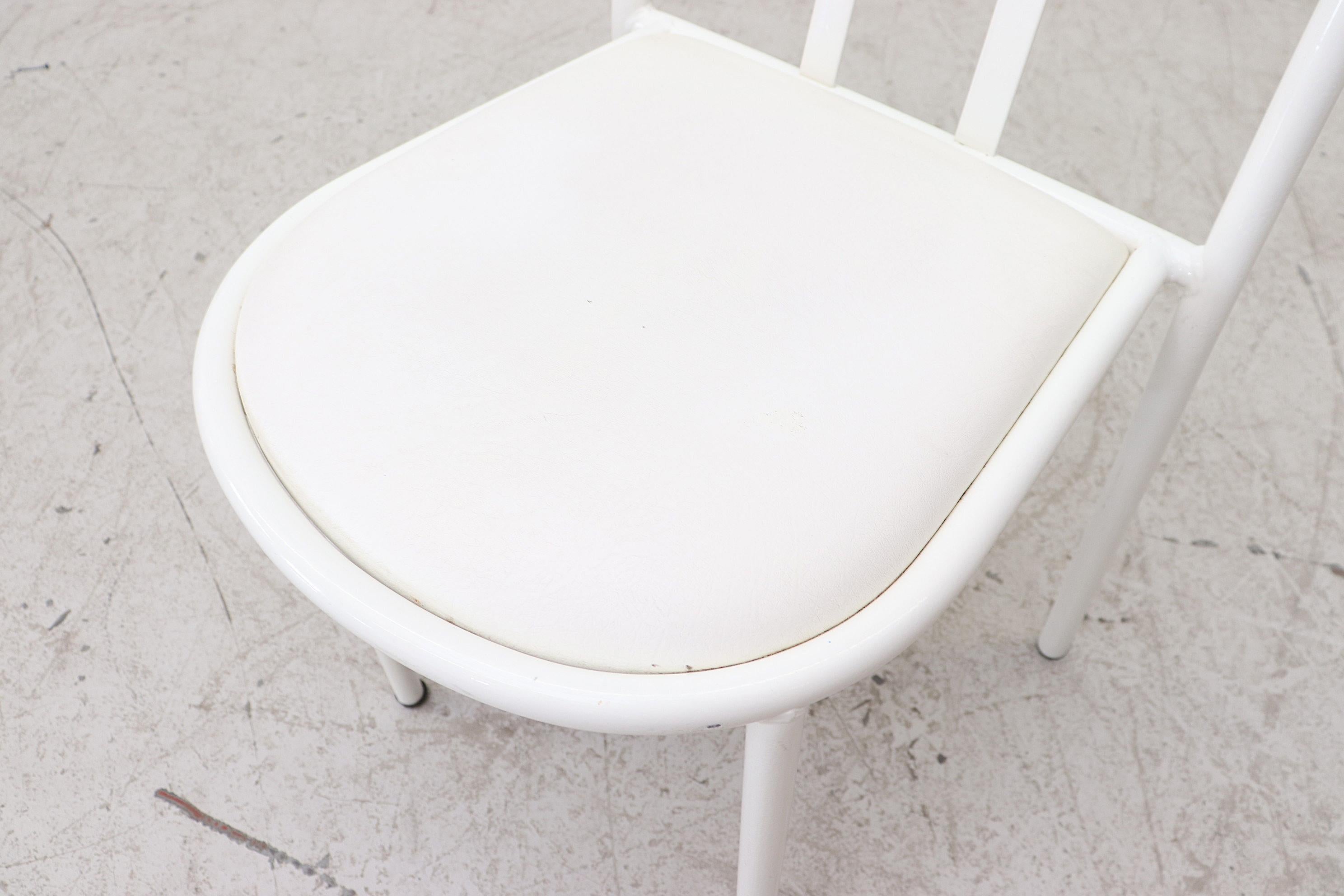 Mallet Stevens Style White Tubular Dining Chairs 3