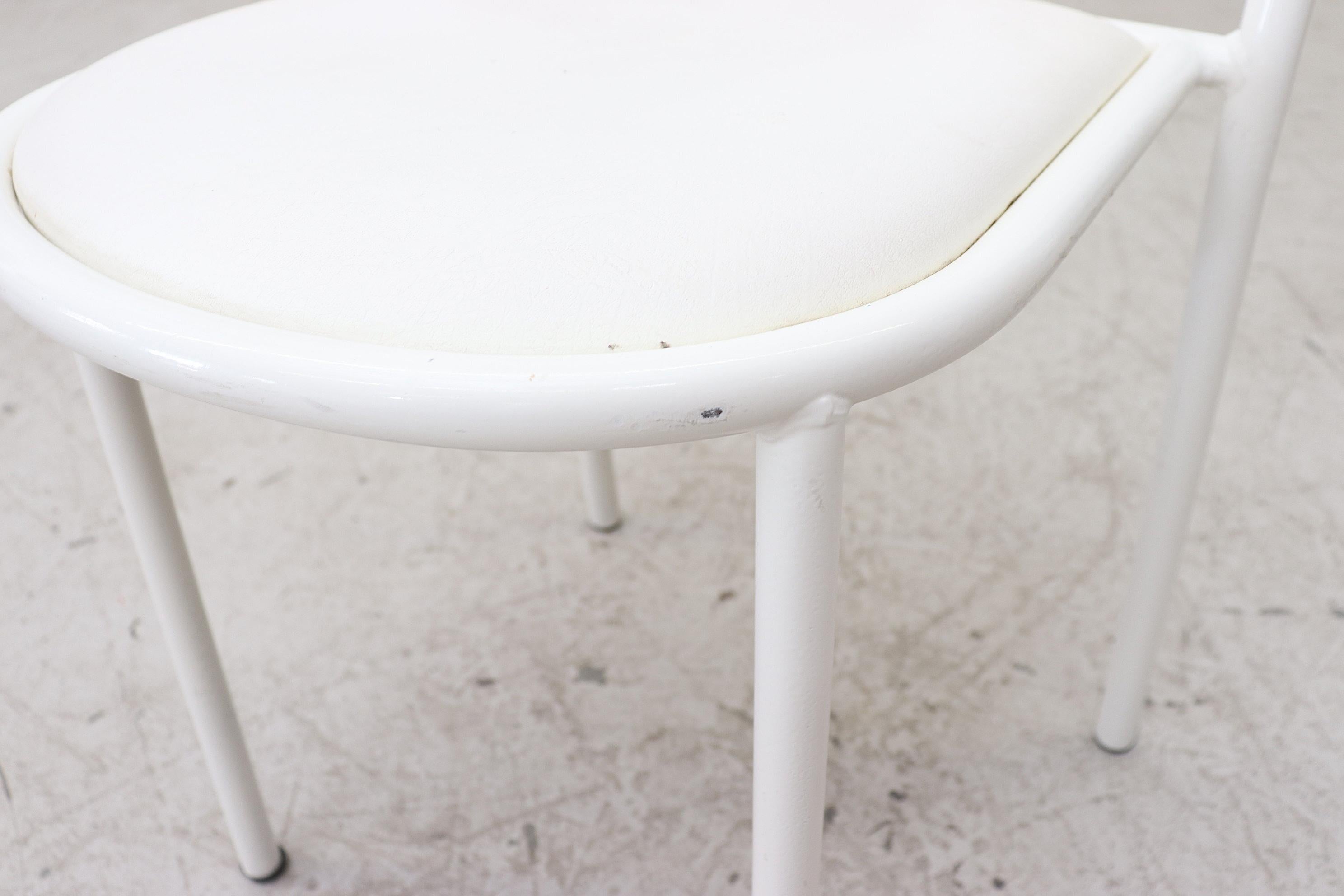 Mallet Stevens Style White Tubular Dining Chairs 4