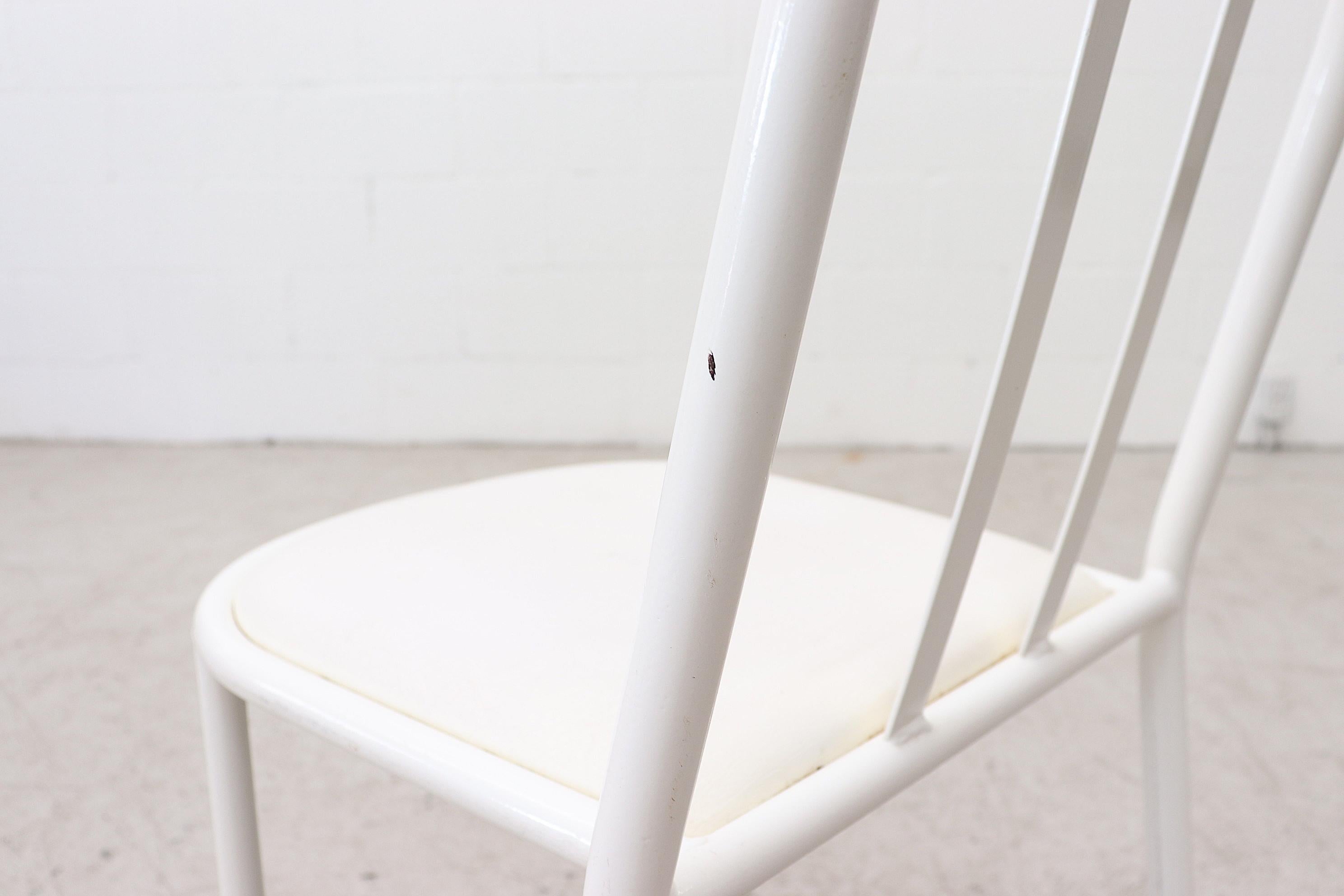 Mallet Stevens Style White Tubular Dining Chairs 5