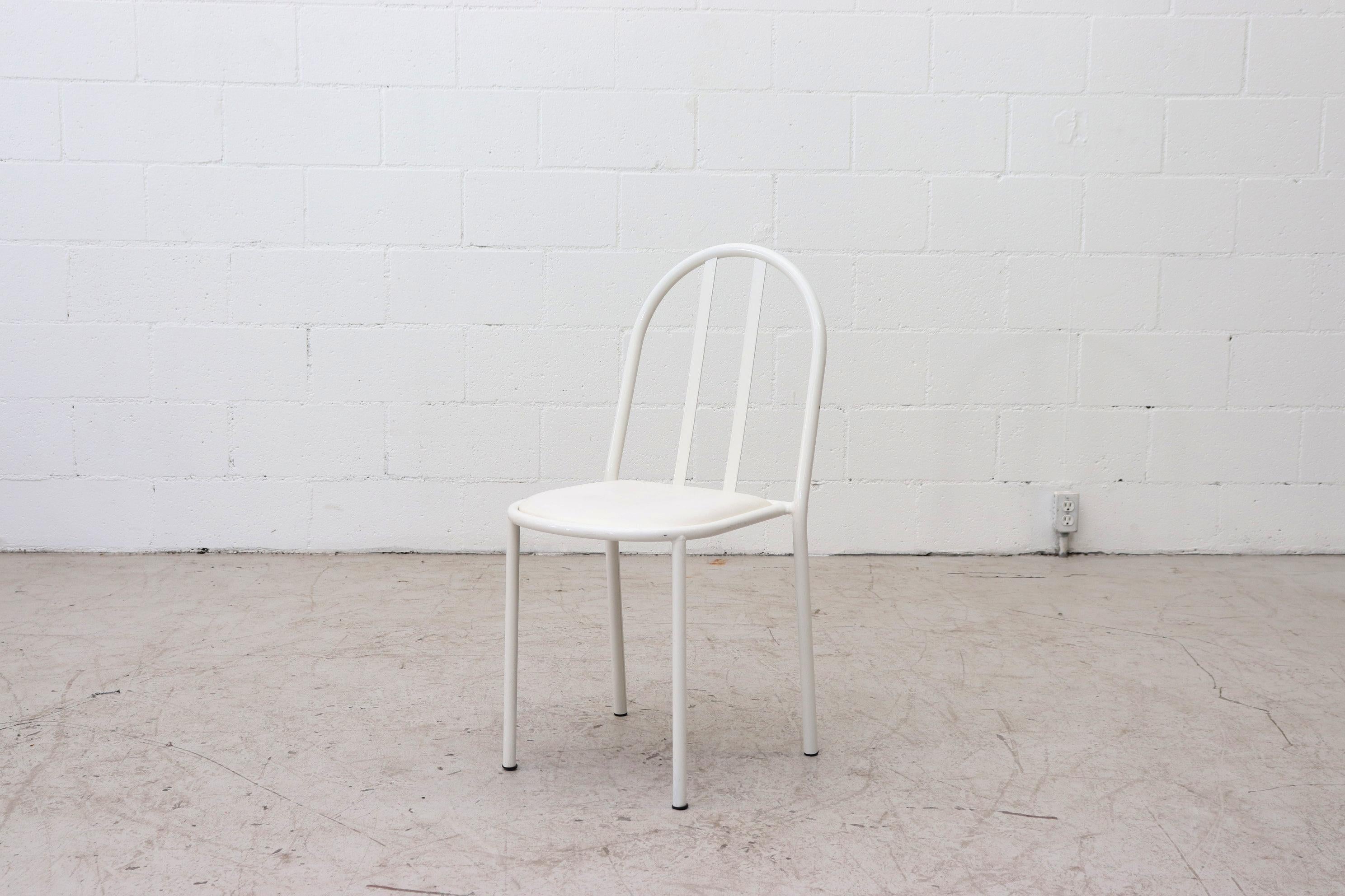 Mid-Century Modern Mallet Stevens Style White Tubular Dining Chairs