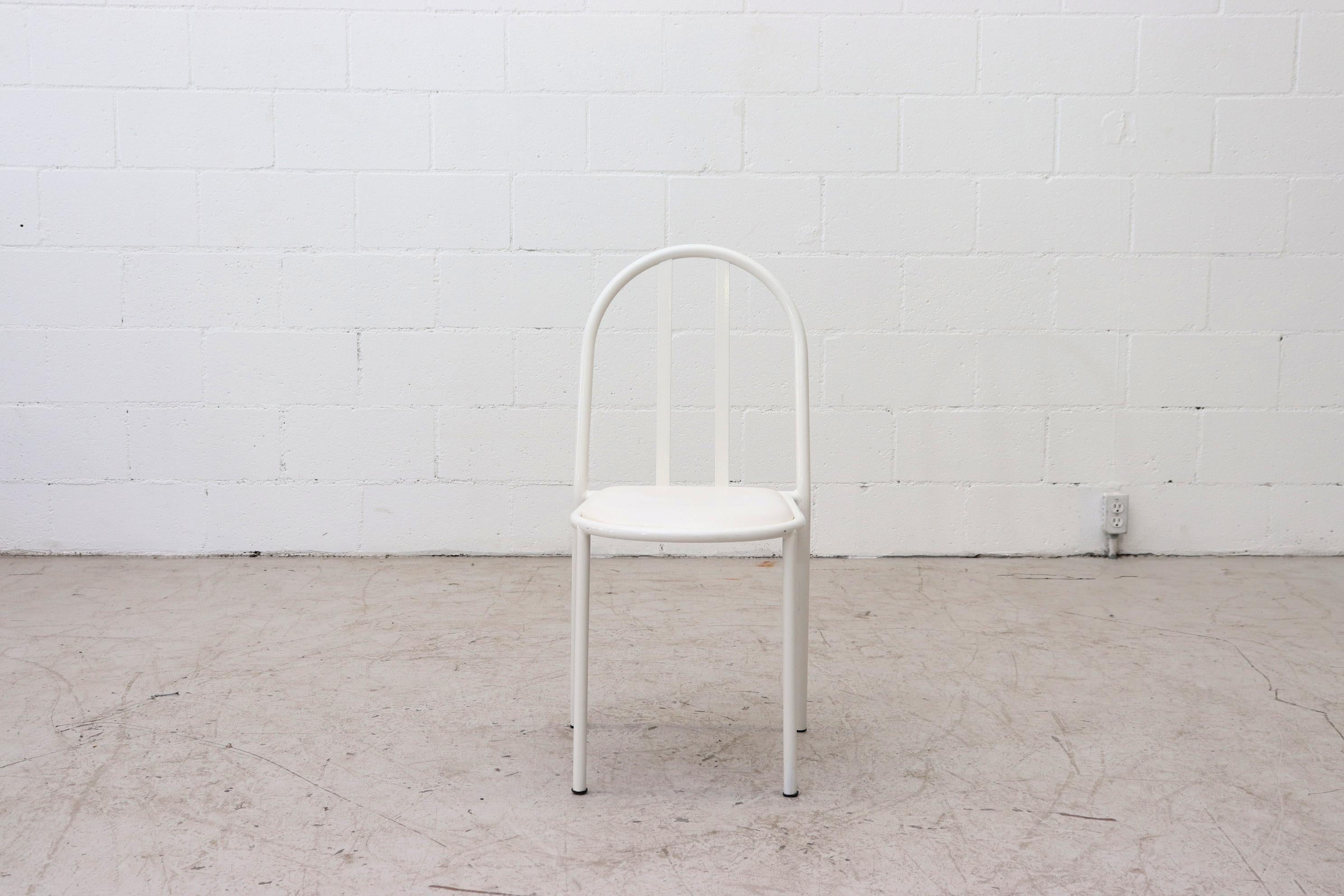 Dutch Mallet Stevens Style White Tubular Dining Chairs
