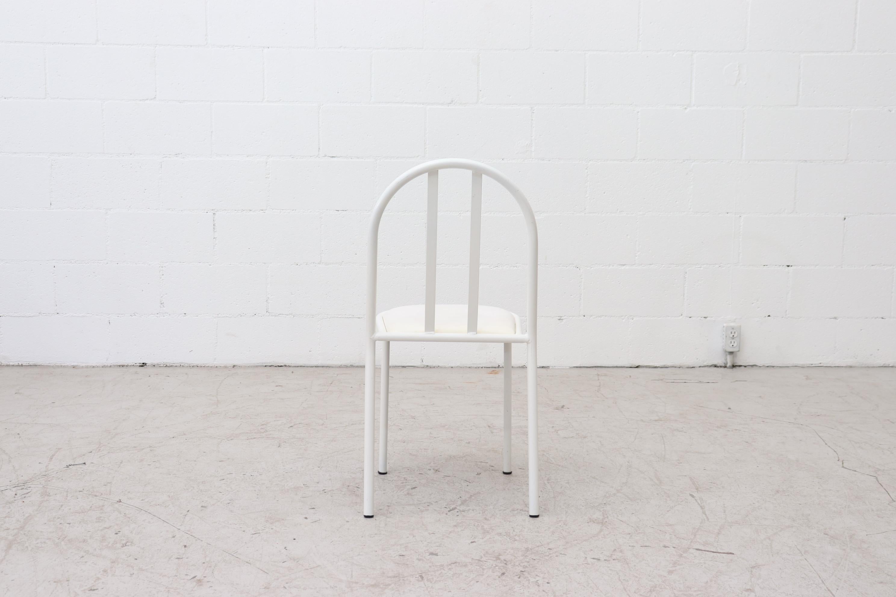 Late 20th Century Mallet Stevens Style White Tubular Dining Chairs