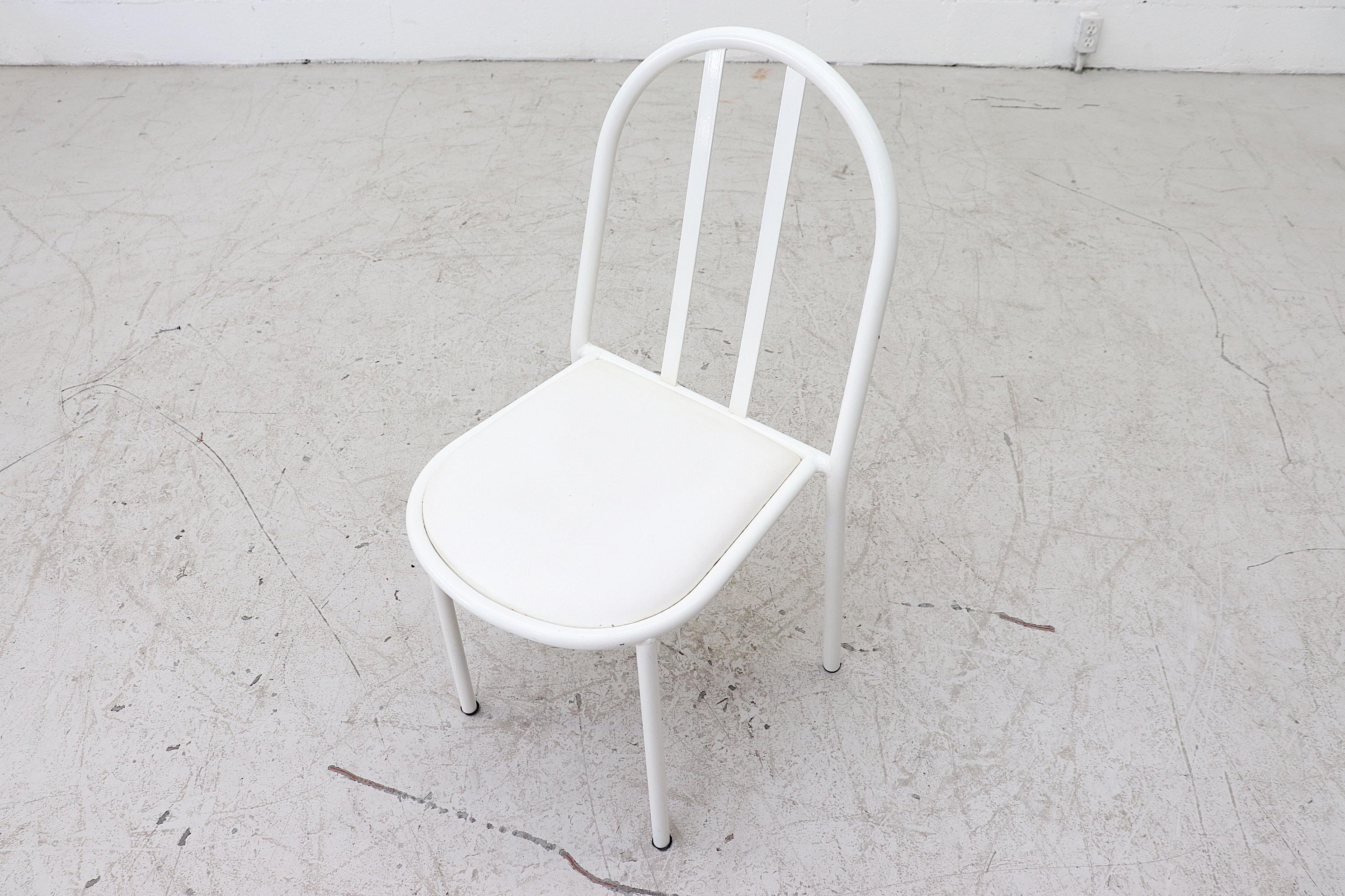 Metal Mallet Stevens Style White Tubular Dining Chairs