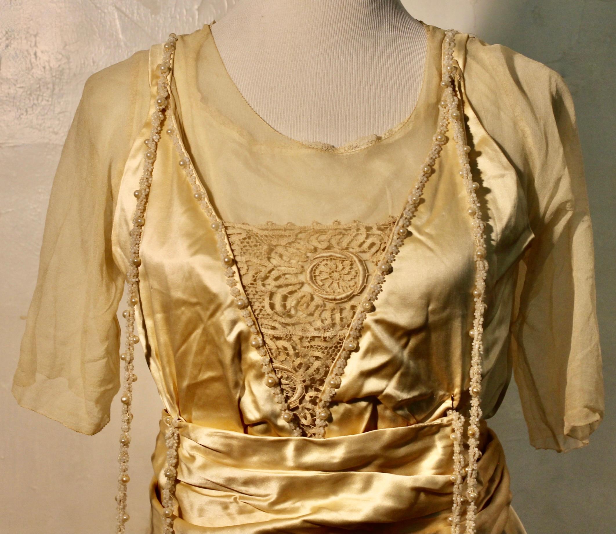 Women's Mallinson's Satin Silk Belle Epoque Dress For Sale