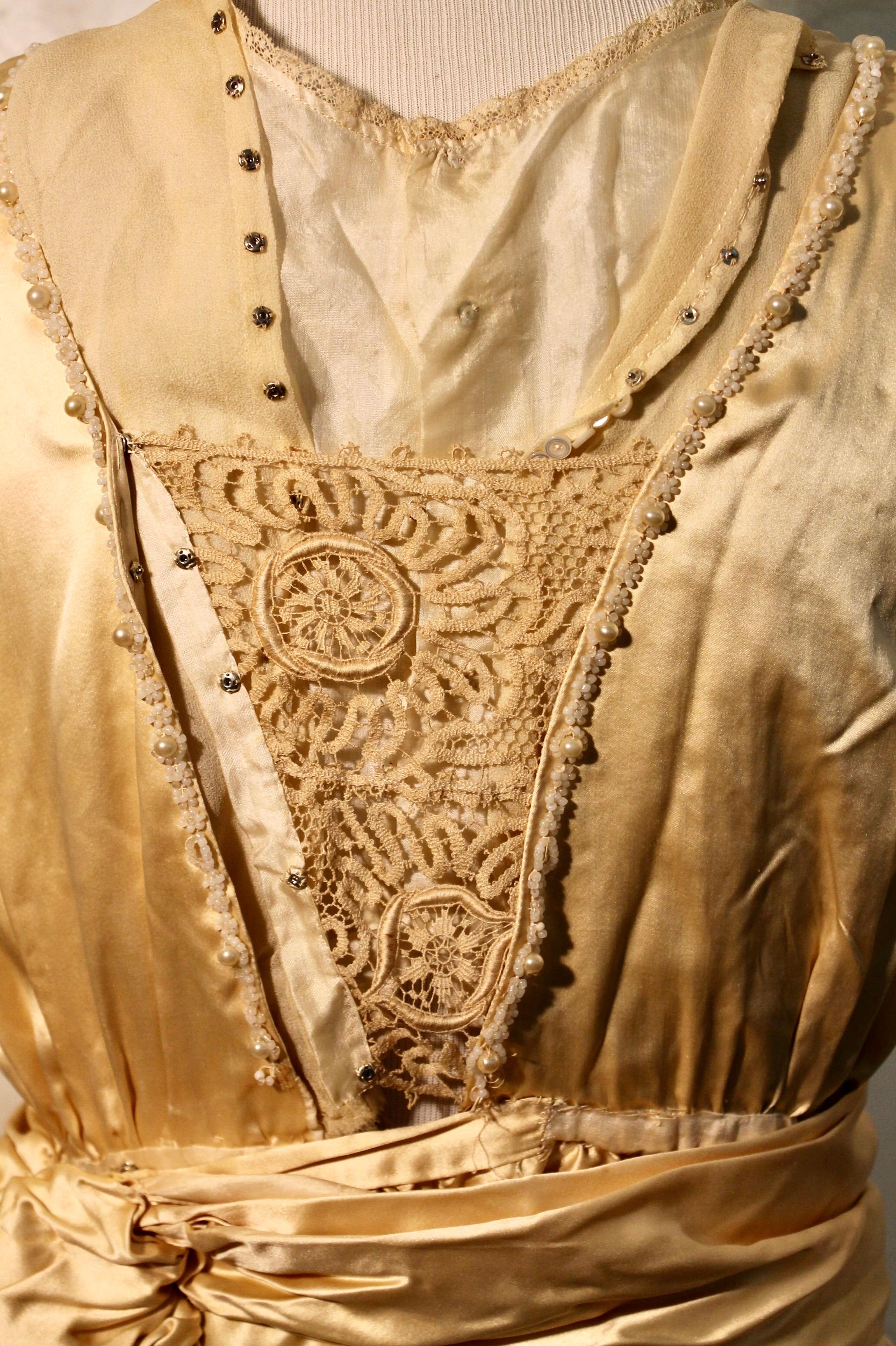 Vestido Belle Epoque de satén y seda de Mallinson en venta 1