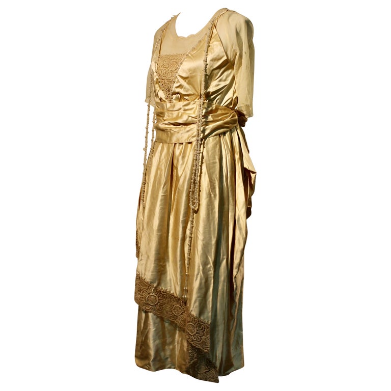 Mallinson's Satin Silk Belle Epoque Dress For Sale at 1stDibs