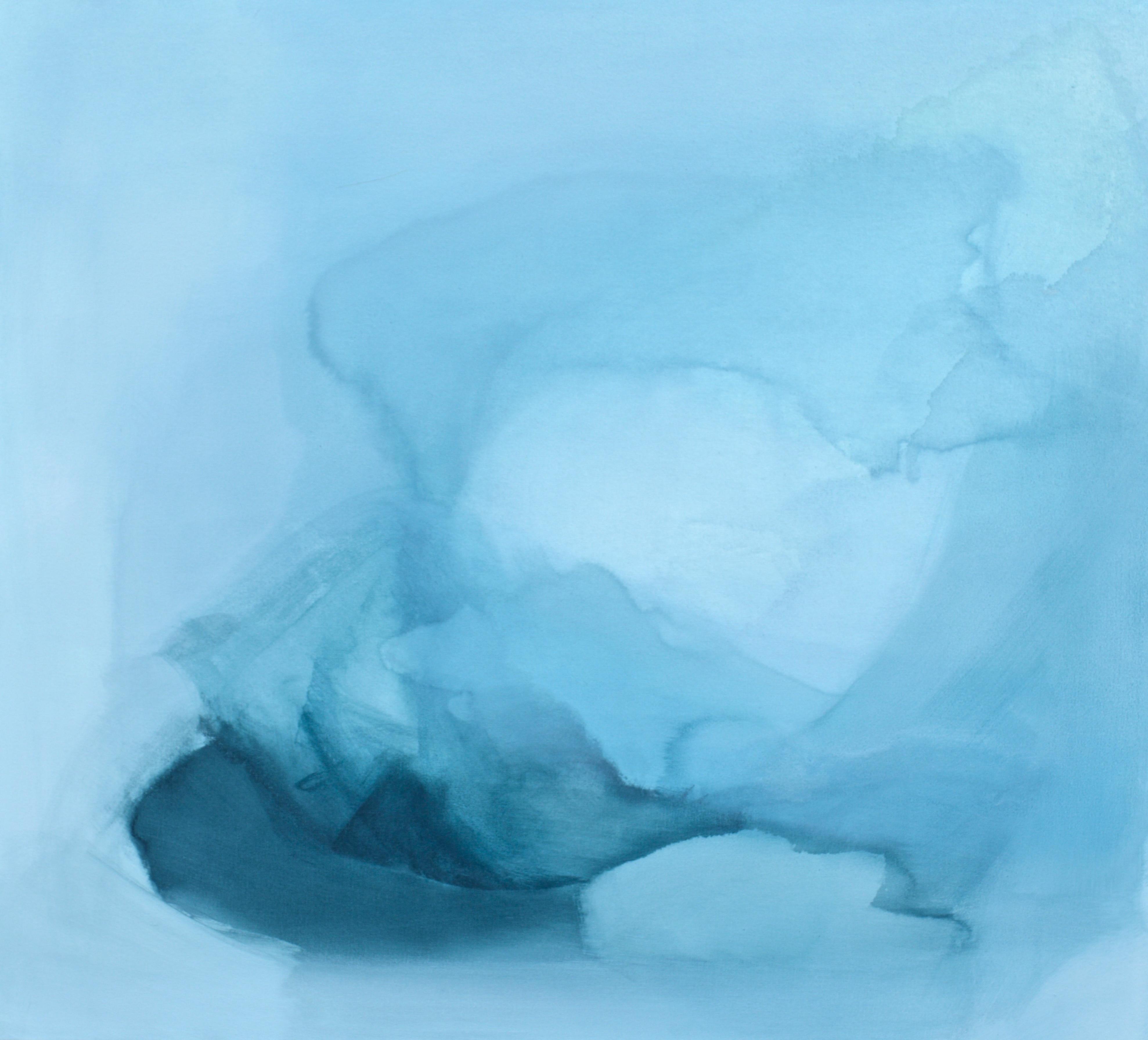 « Untitled II » par Mallory Page:: peinture à l'acrylique bleue sur carton:: 2016 1