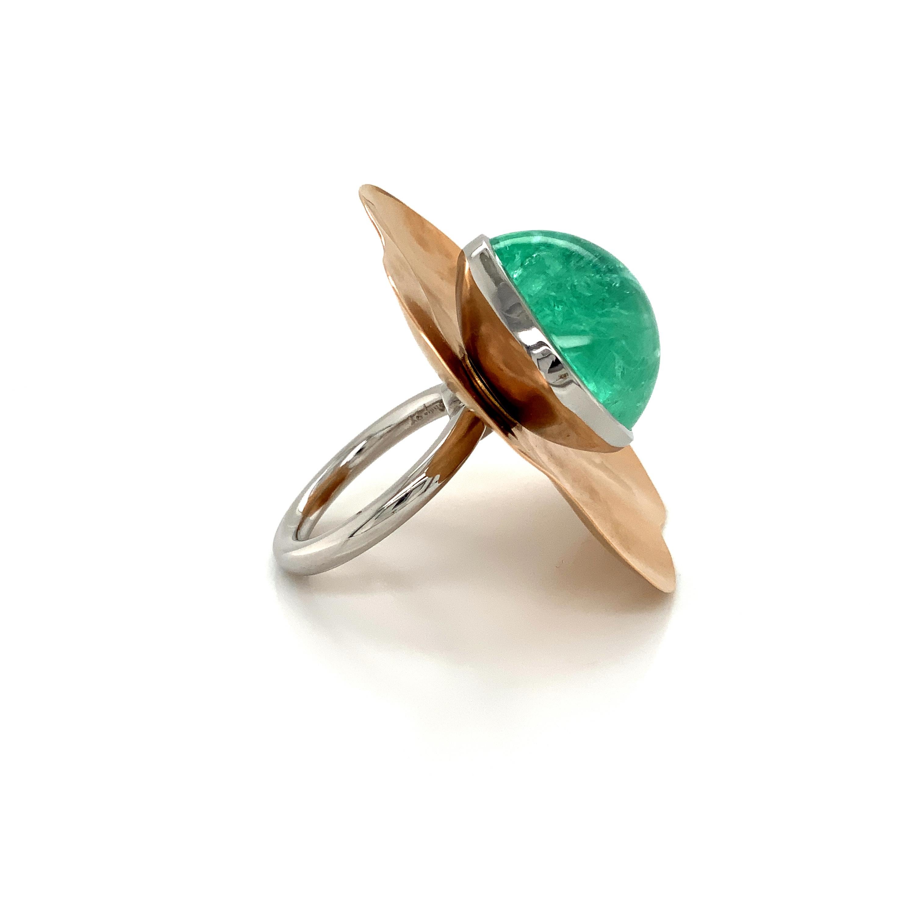 Contemporary Georg Spreng - Mallow Ring 18K Rosé Gold Blue Green Turquoise Paraiba Tourmaline For Sale
