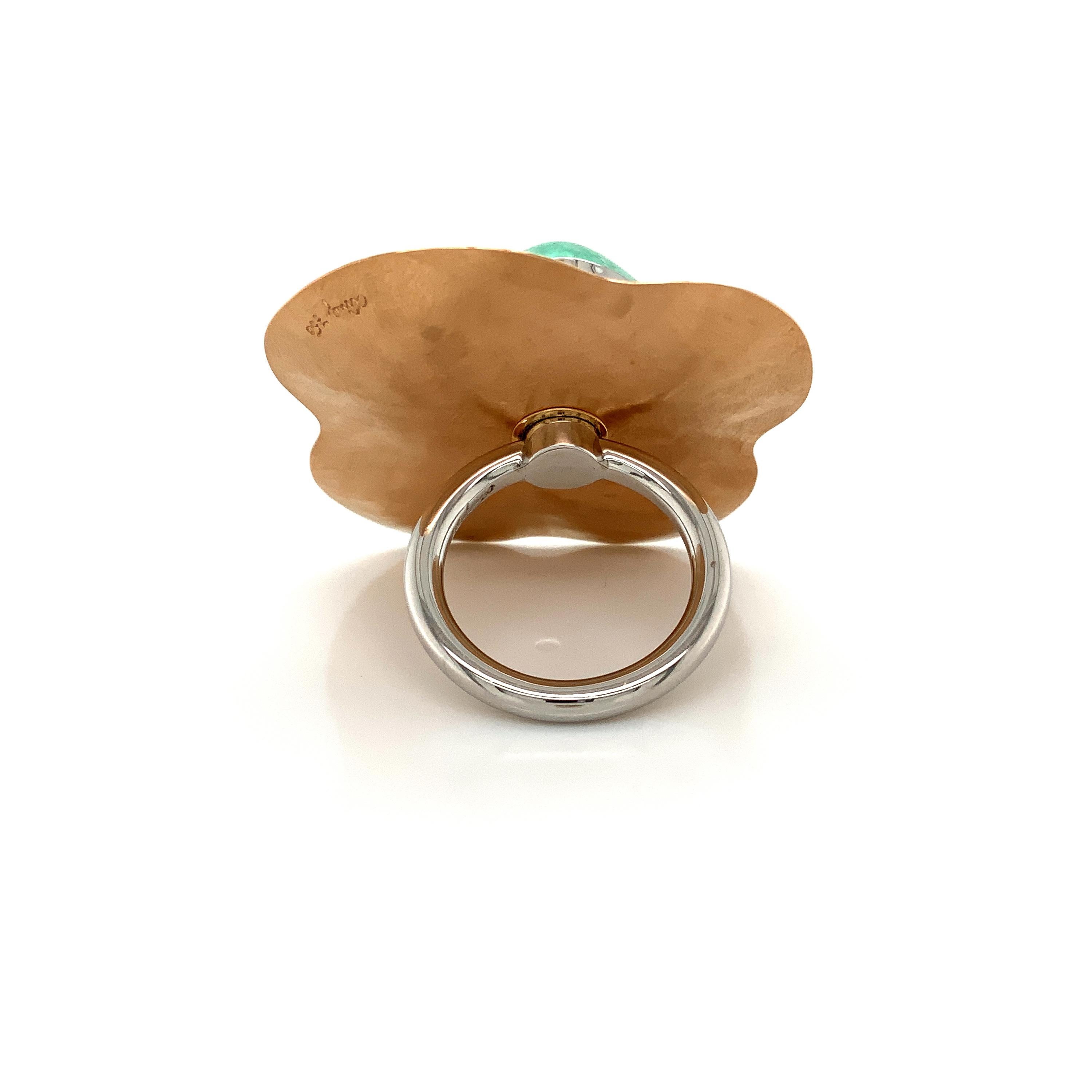Georg Spreng - Mallow Ring 18K Rosé Gold Blue Green Turquoise Paraiba Tourmaline In New Condition For Sale In Waldstetten, DE