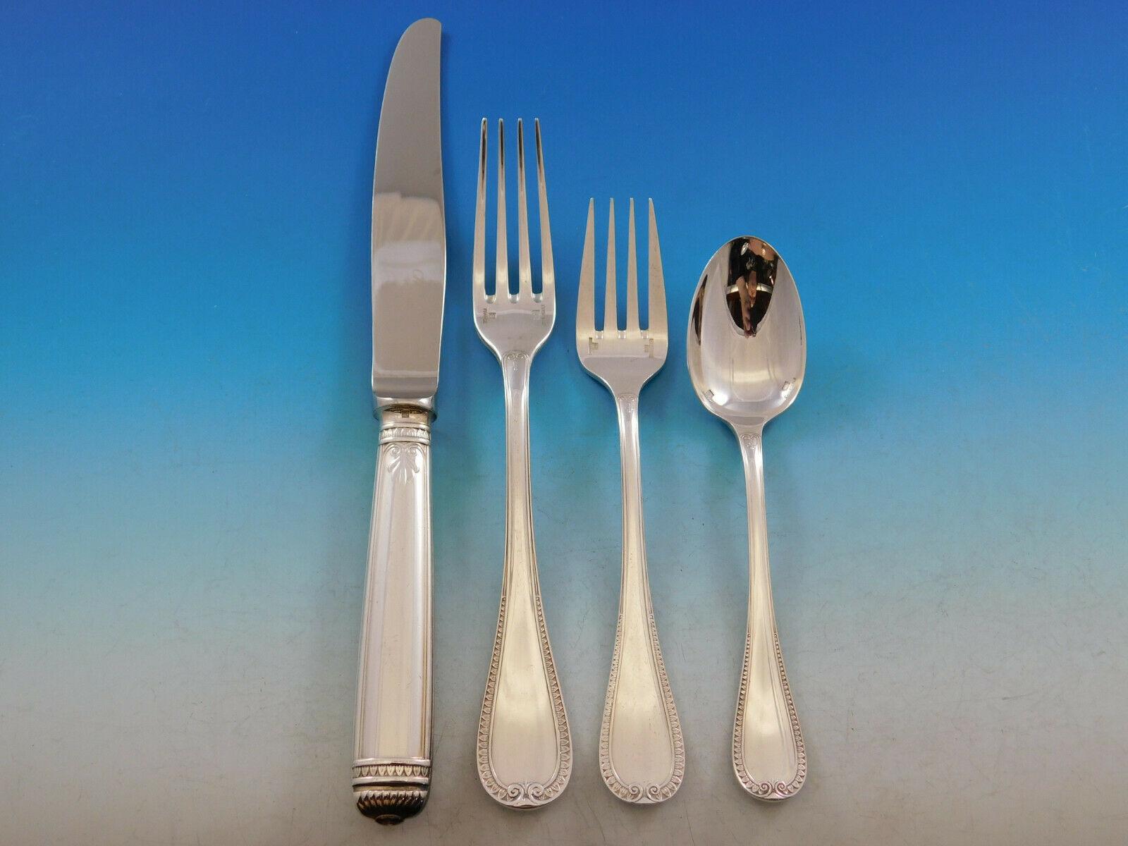 Malmaison by Christofle France Silverplate Flatware Service for 12 Set 69 Pieces In Excellent Condition In Big Bend, WI