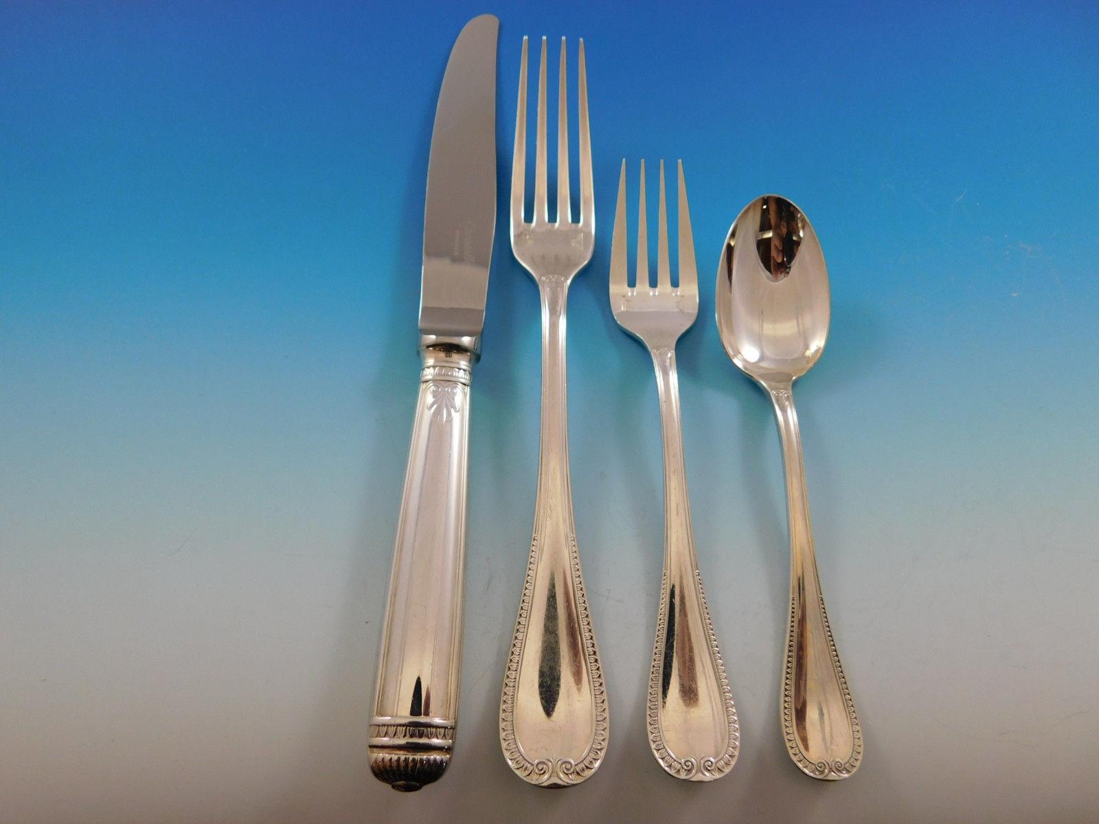 Malmaison by Christofle Silver Plate Flatware Service 12 Set 106 Pieces, France In Excellent Condition In Big Bend, WI