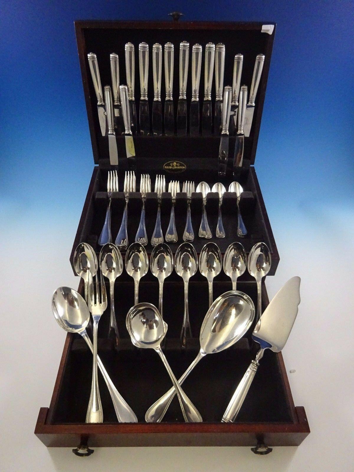 Malmaison by Christofle silver plate flatware set-61 pieces. This set includes:

8 dinner knives, 10