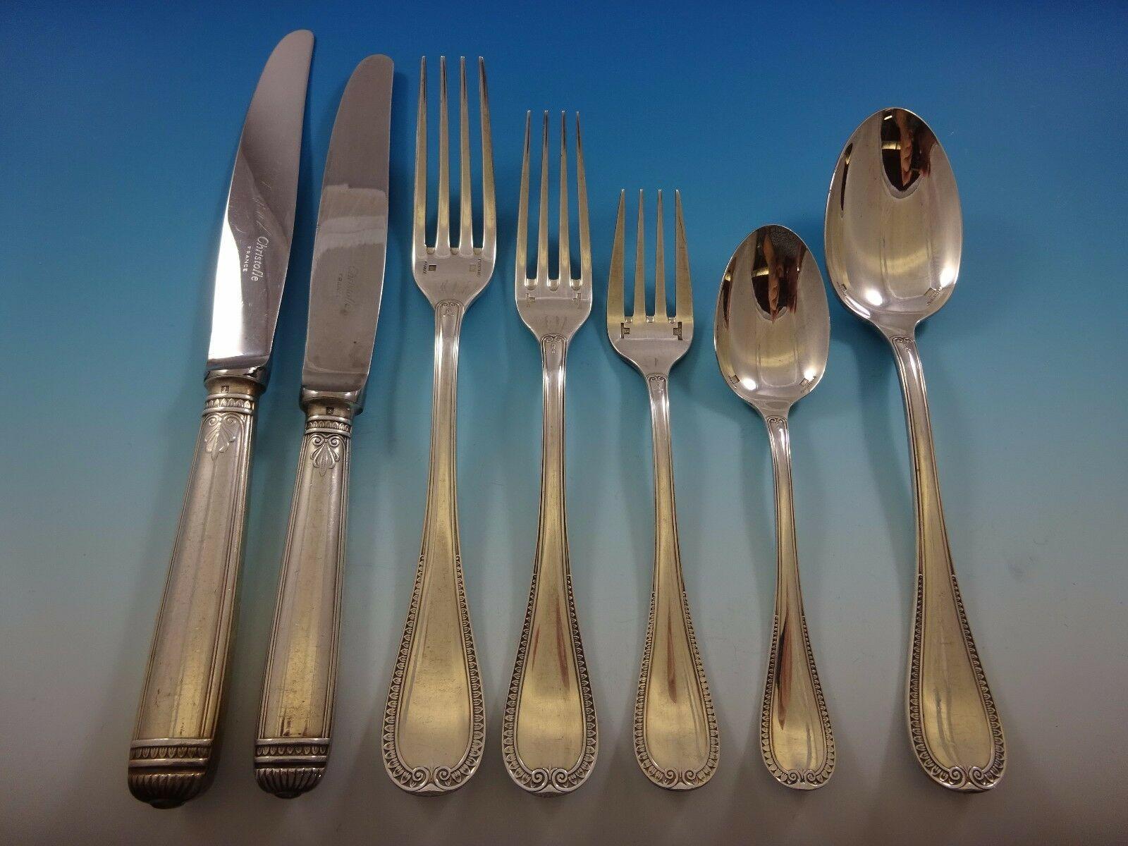 Malmaison by Christofle Silverplate Flatware Service Set 61 Pieces, France In Excellent Condition In Big Bend, WI