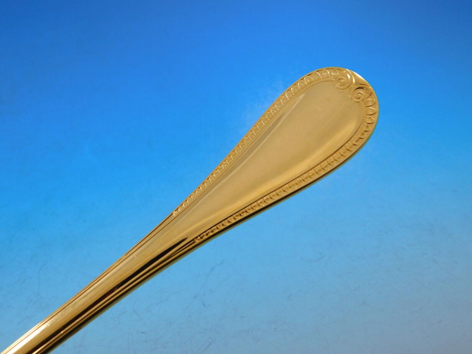 Malmaison by Christofle Silverplate Gilded Flatware Service 8 Set 58 Pcs Gold In Excellent Condition In Big Bend, WI