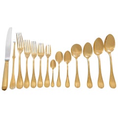 Malmaison by Christofle Silverplate Silverware Service for 12 Set 183 Pcs Gold