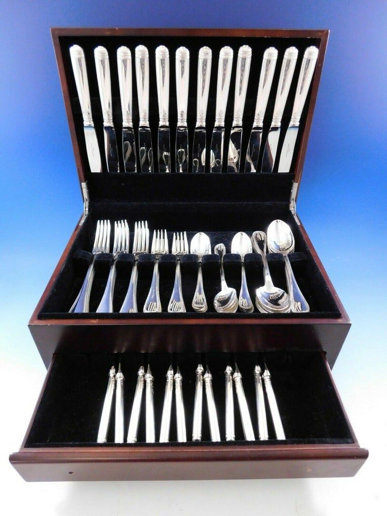 Malmaison by Christofle Sterling Silver Flatware Service 12 Set 72 Pieces Dinner For Sale at 1stDibs