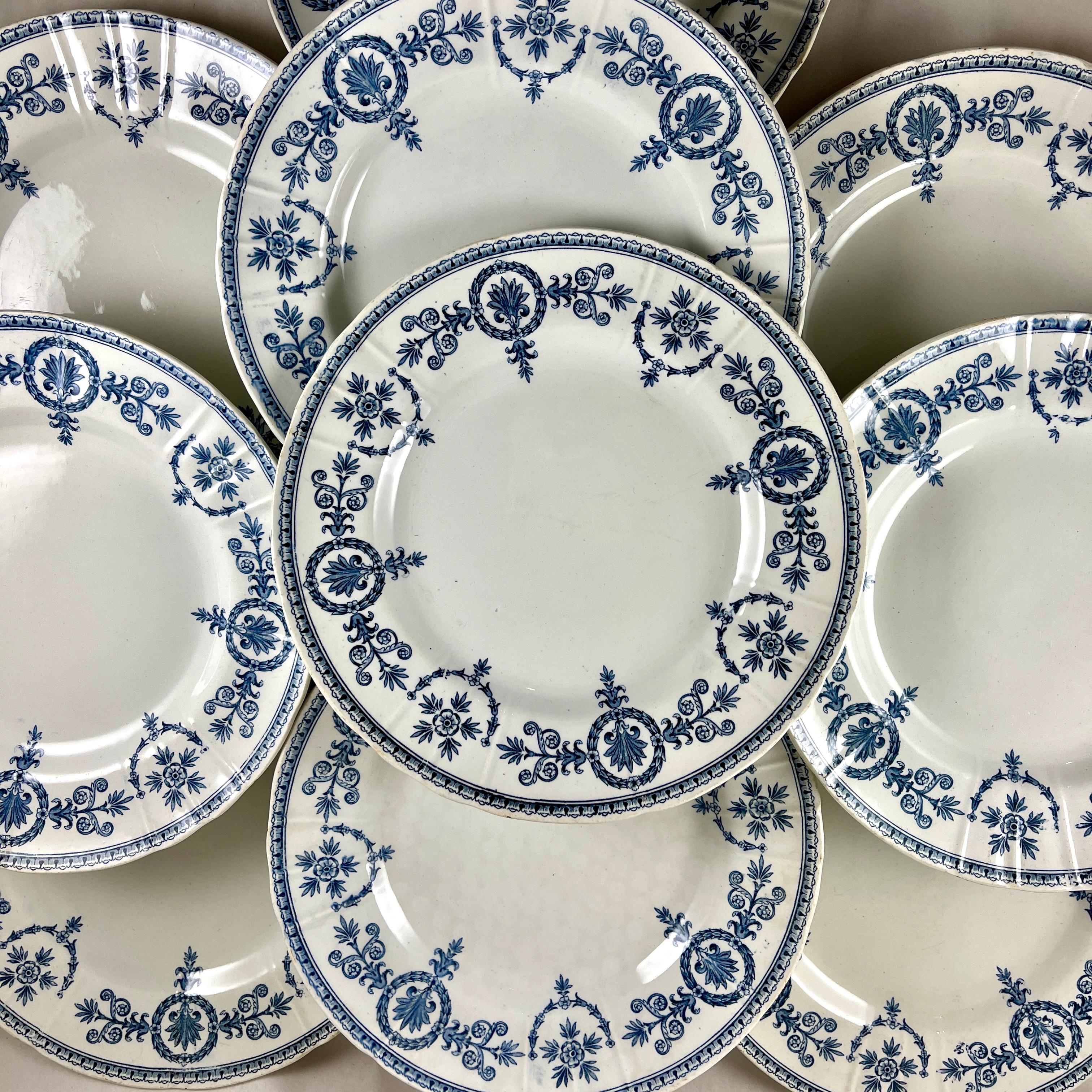 Malmaison de Gien French Faïence Blue on White Ironstone Dinner Plate 3