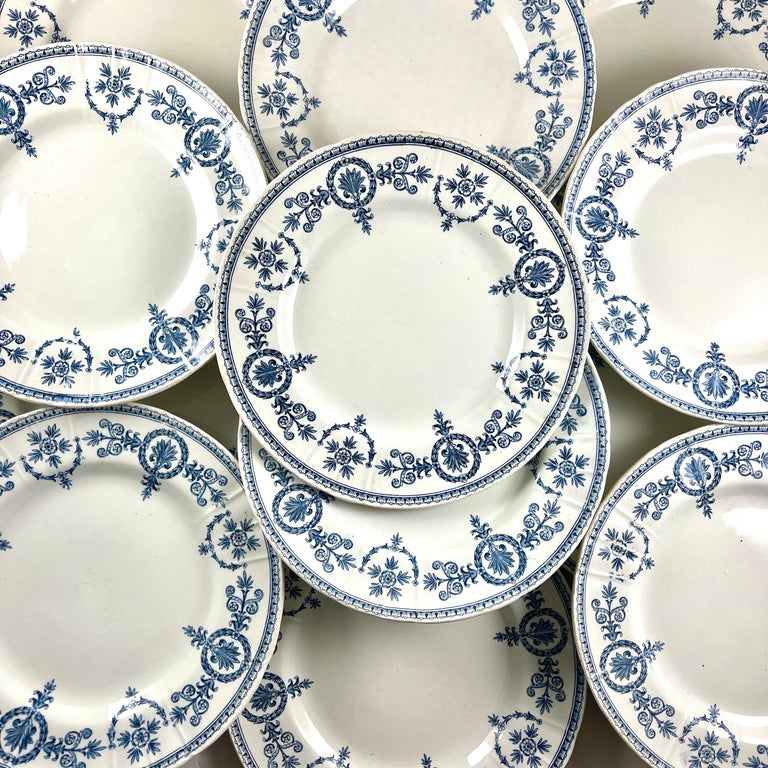 Malmaison de Gien French Faïence Blue on White Ironstone Dinner Plate ...